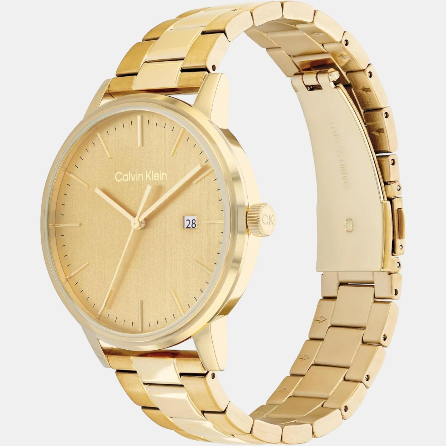 Linked Bracelet Men Quartz Gold Dial Analog Stainless Steel Watch 25200056 - Image 3