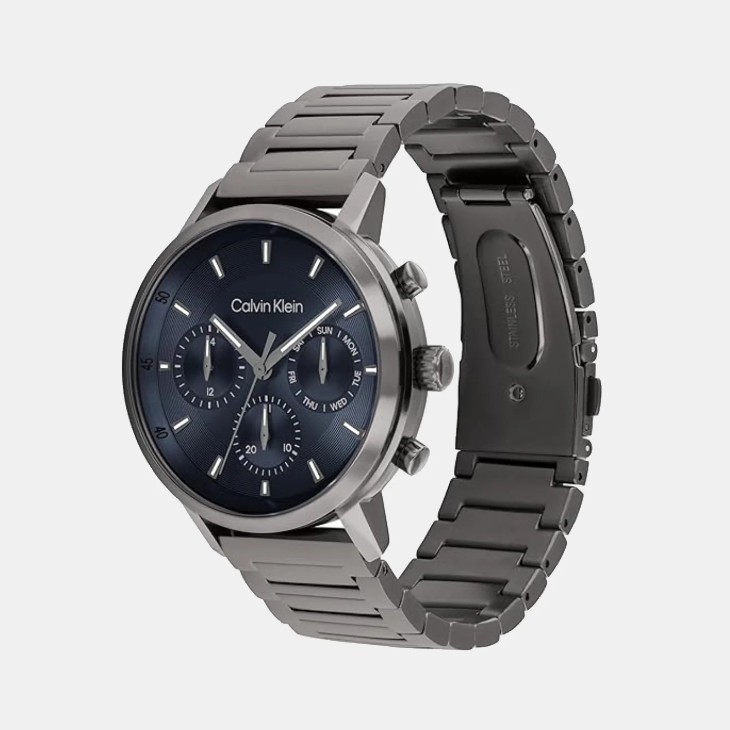 Men Quartz Blue Dial Chronograph Stainless Steel Watch 25200495 - Image 2