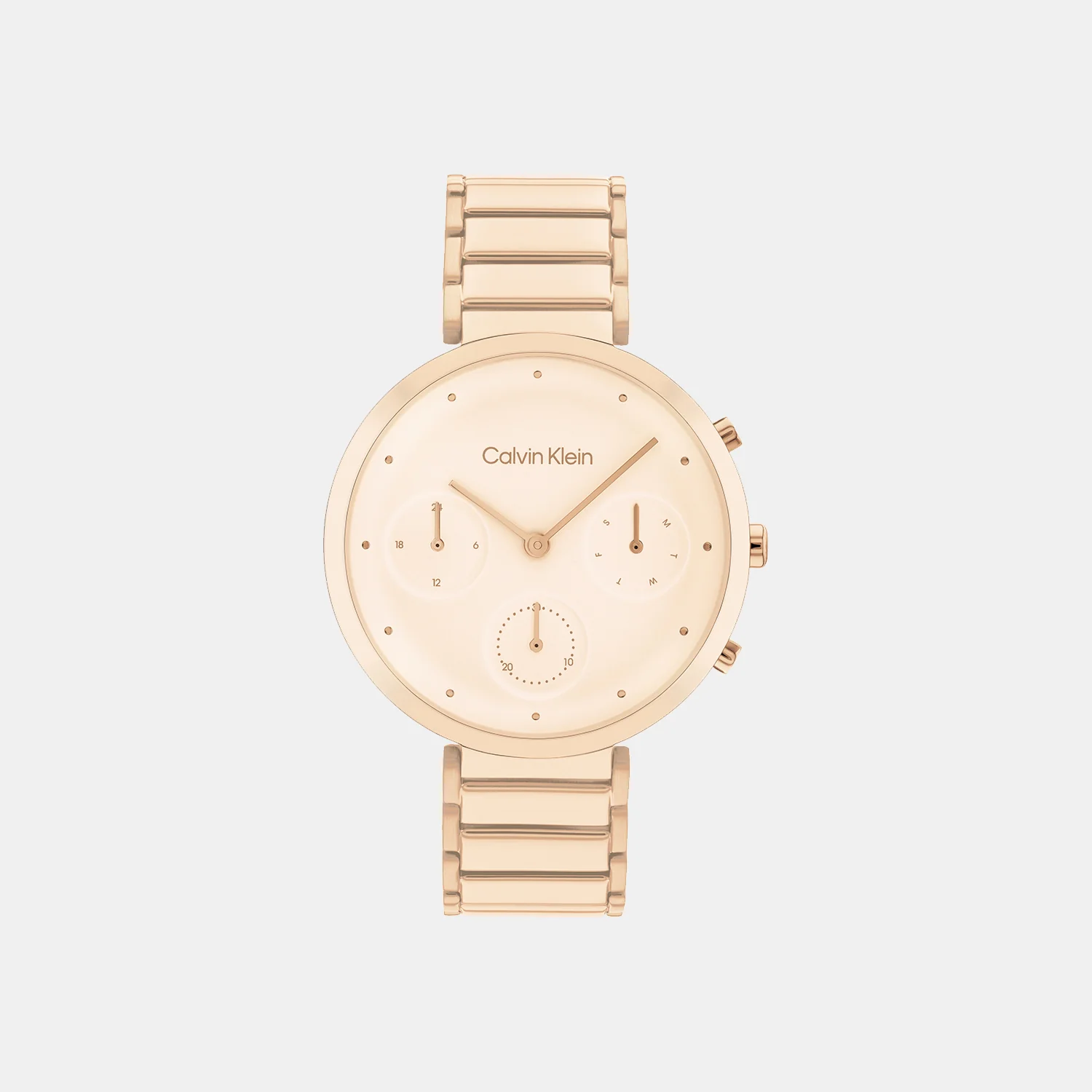 Minimalistic T-Bar Women Quartz Blush Dial Chronograph Stainless Steel Watch 25200285