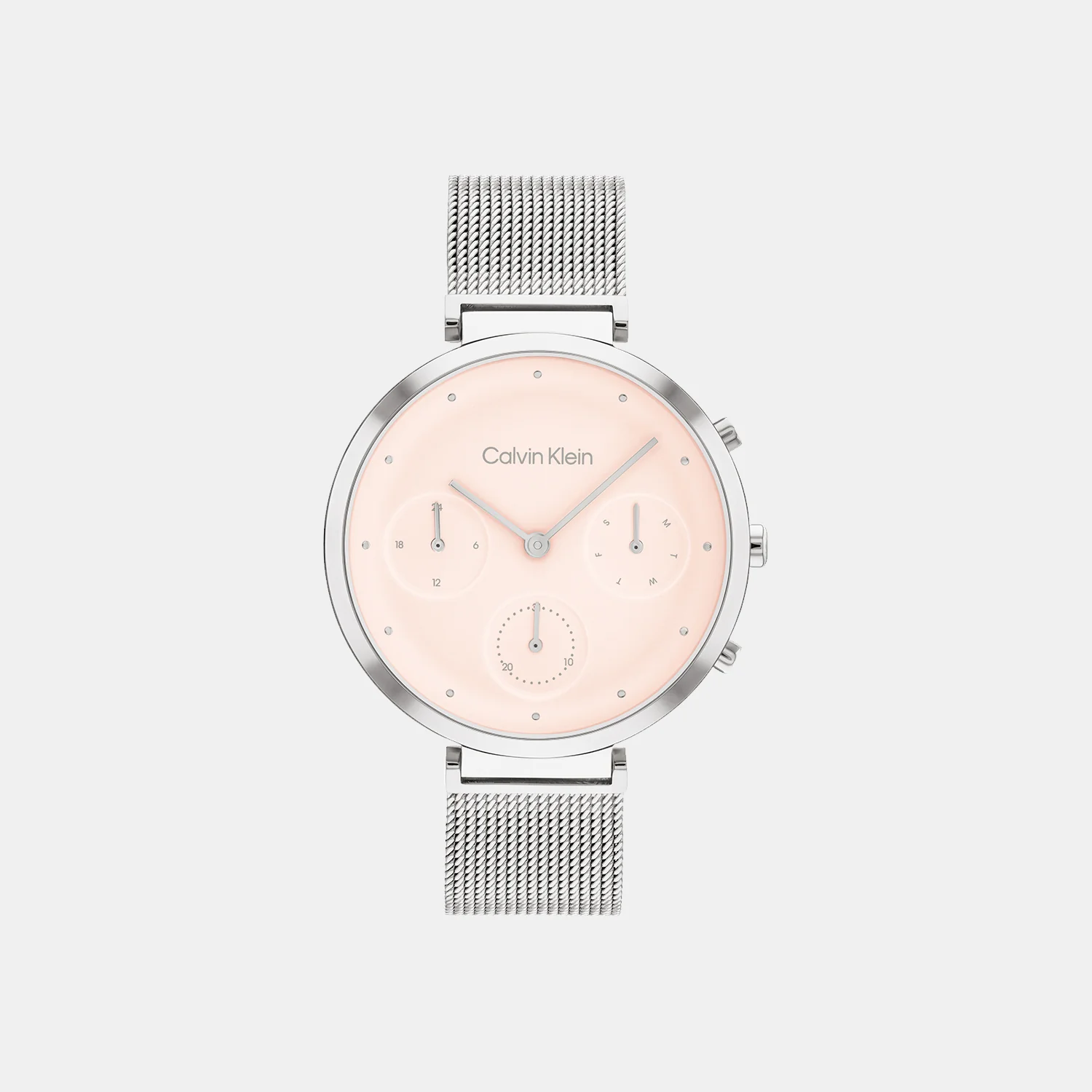 Minimalistic T-Bar Women Quartz Pink Dial Chronograph Mesh Watch 25200286