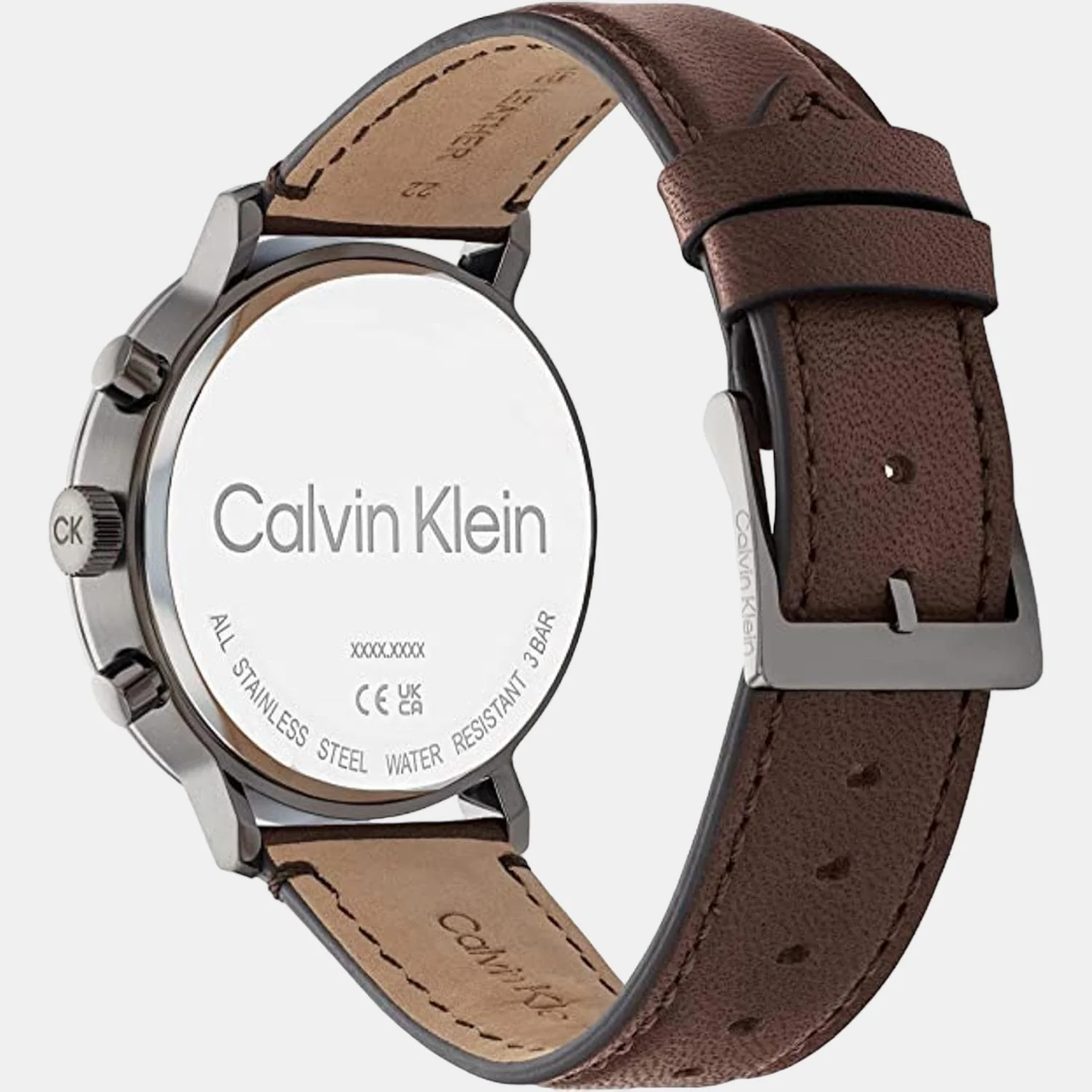 Modern Men Quartz Grey Dial Chronograph Leather Watch 25200110 - Image 3
