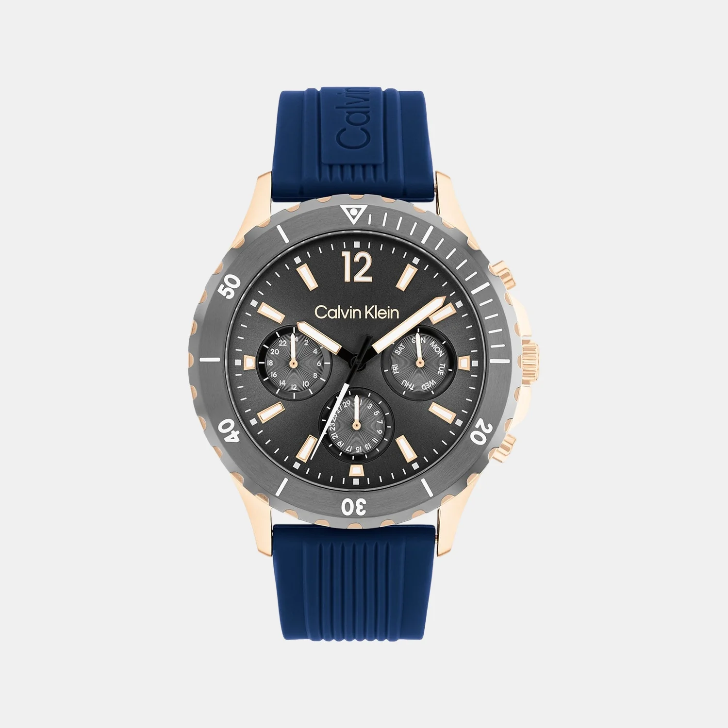 Sport For Him Men Quartz Grey Dial Chronograph Silicone Watch 25200316