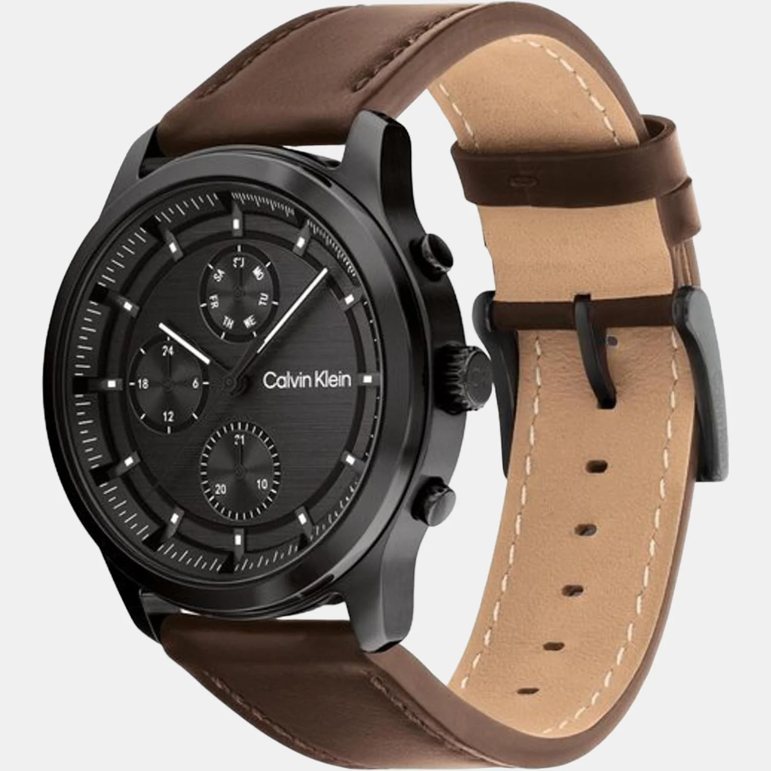 Sport Men Quartz Black Dial Chronograph Leather Watch 25200212 - Image 3