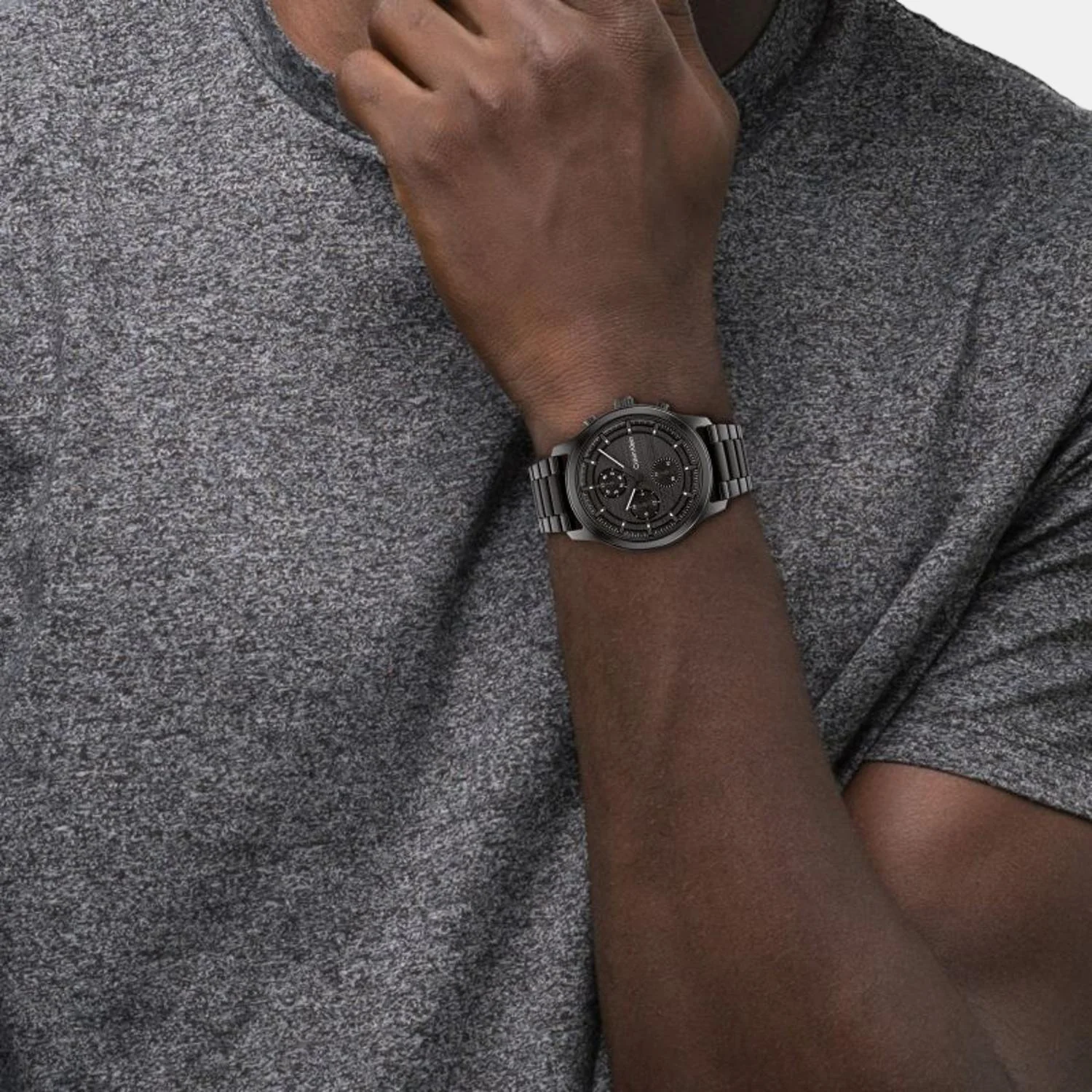 Sport Men Quartz Black Dial Chronograph Stainless Steel Watch 25200209 - Image 5