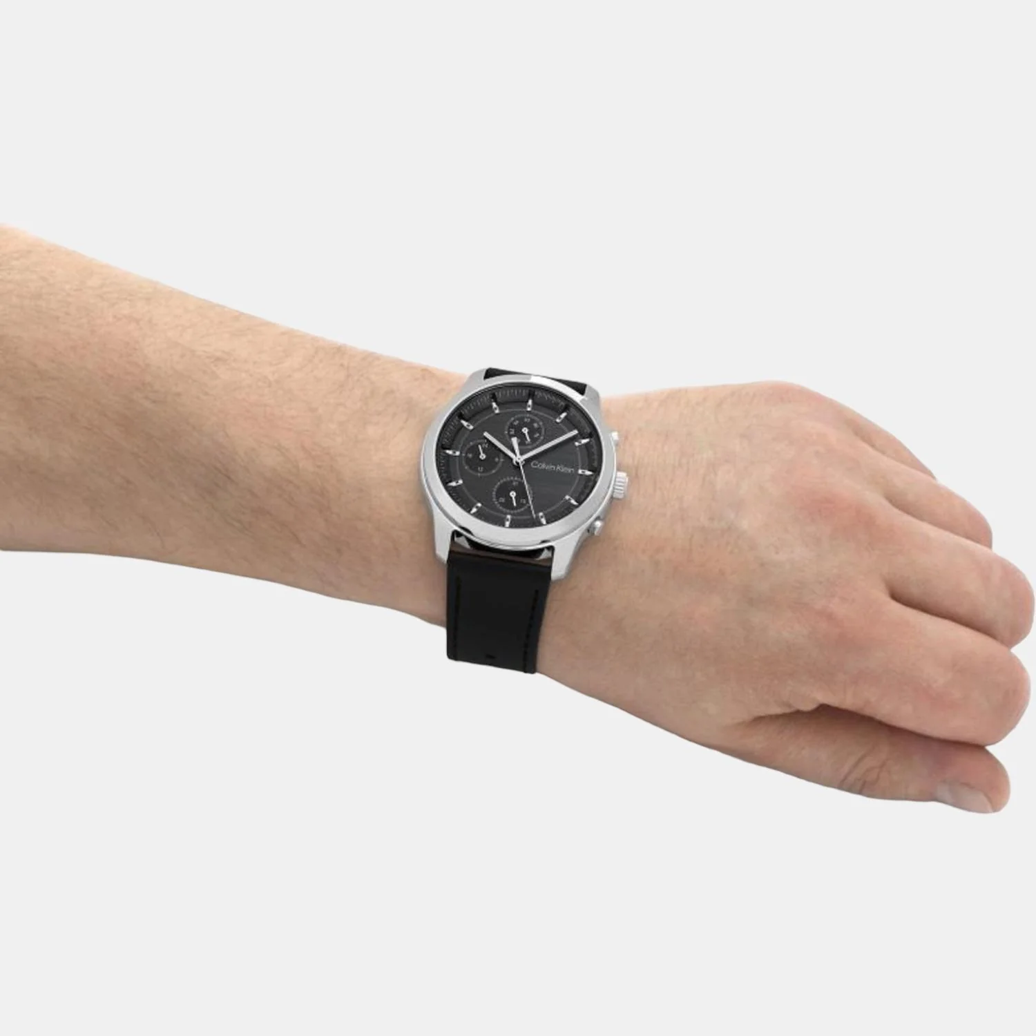 Sport Men Quartz Grey Dial Chronograph Leather Watch 25200211 - Image 5