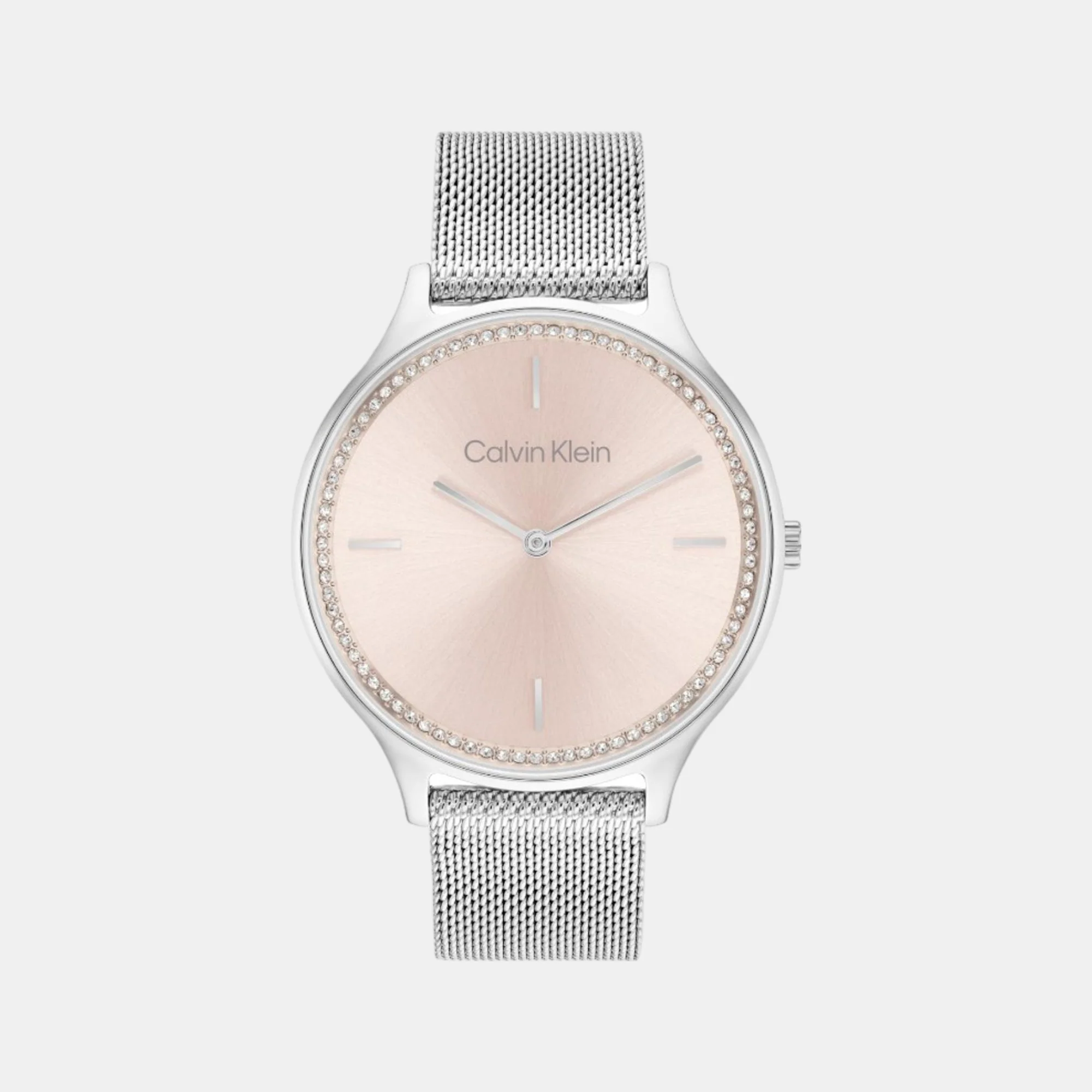 Timeless Women Quartz Pink Dial Analog Mesh Watch 25100004