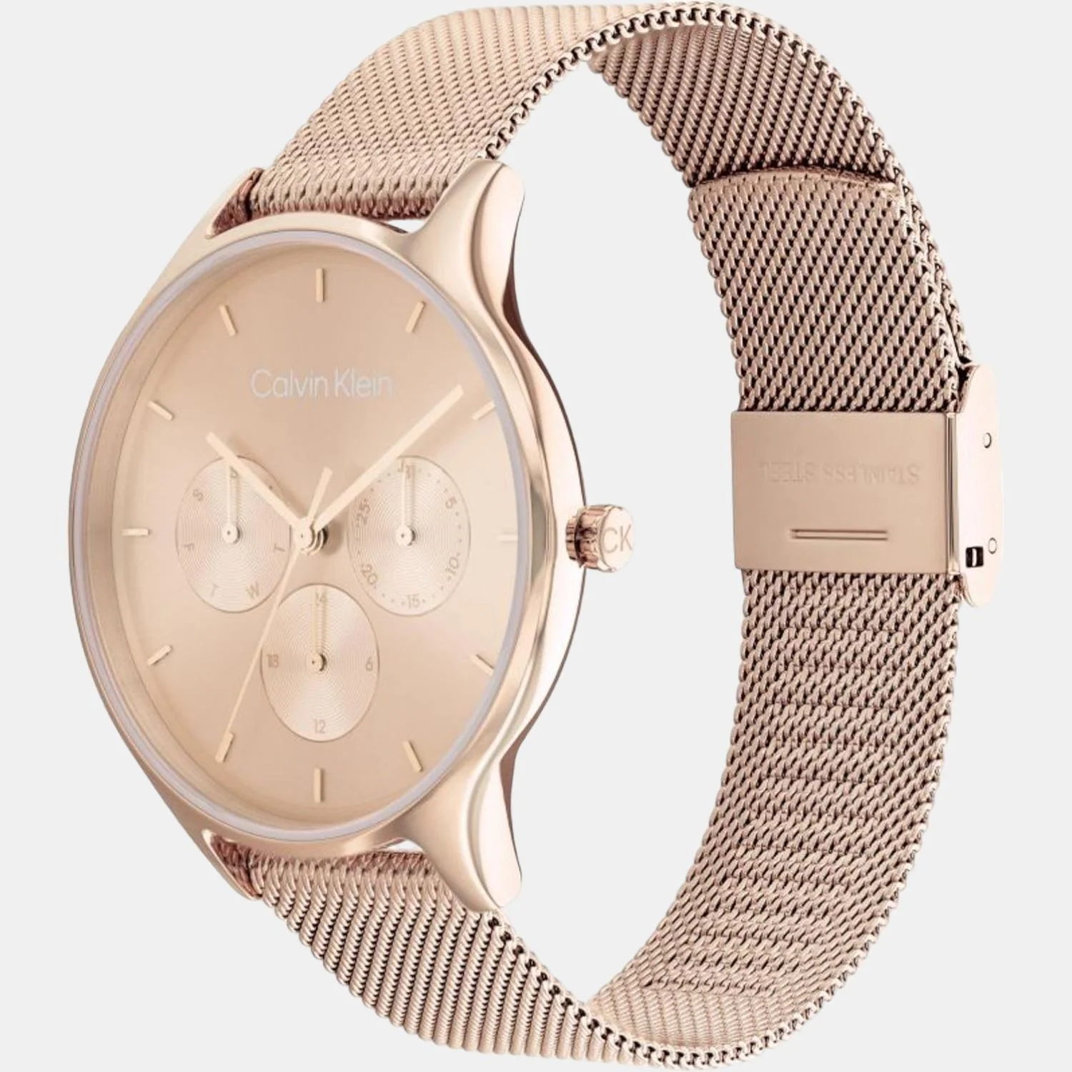 Timeless Women Quartz Rose Gold Dial Chronograph Stainless Steel Watch 25200102 - Image 3