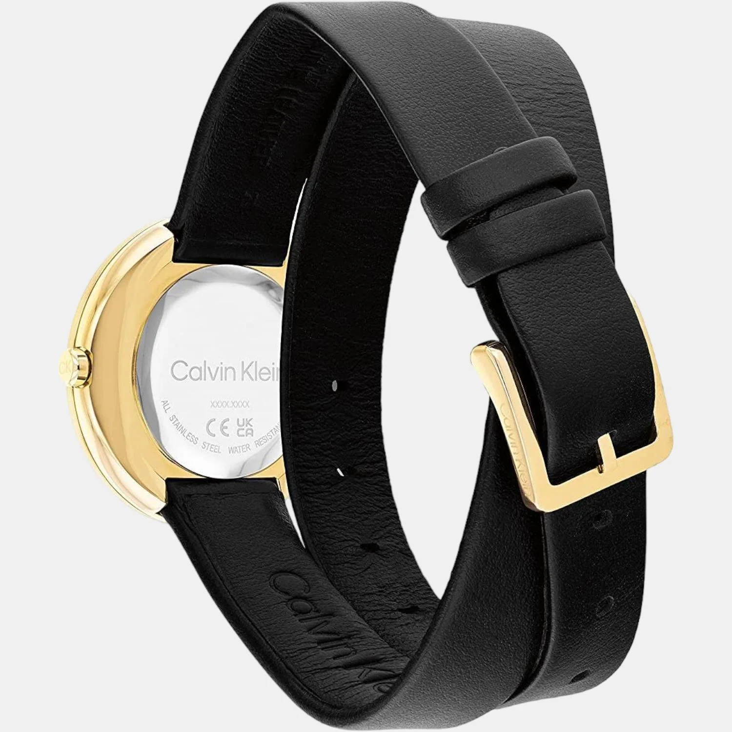 Twisted Bezel Women Quartz Black Dial Analog Leather Watch 25200095 - Image 3