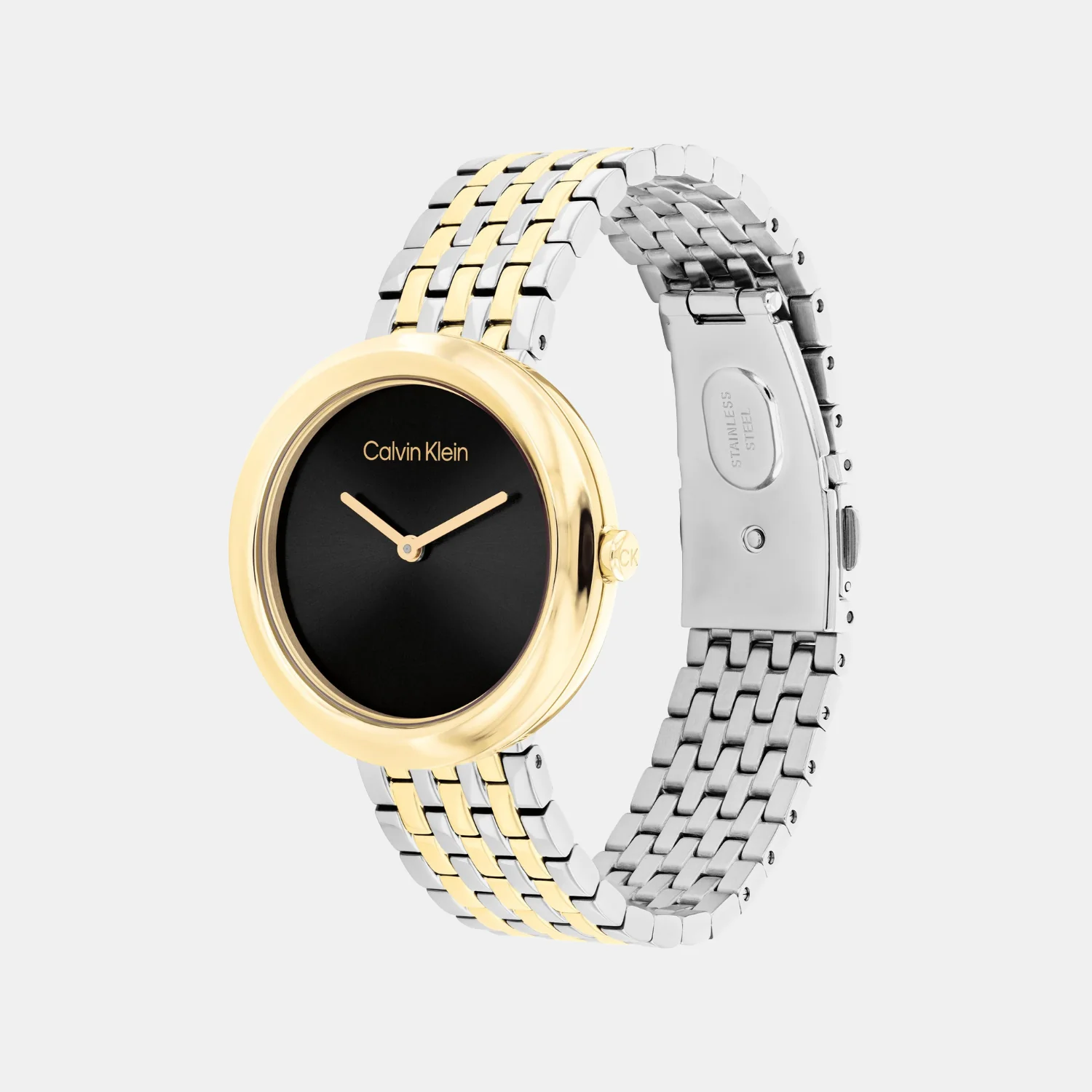 Twisted Bezel Women Quartz Black Dial Analog Stainless Steel Watch 25100071 - Image 2