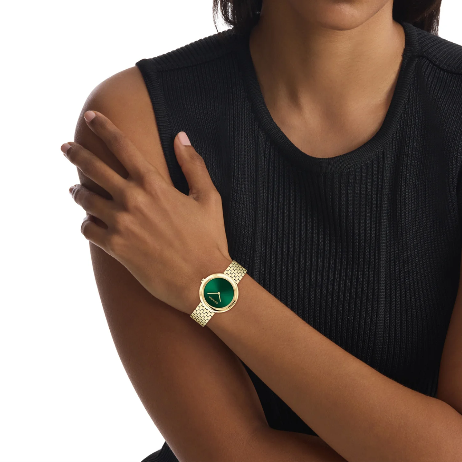 Twisted Bezel Women Quartz Green Dial Analog Stainless Steel Watch 25100066 - Image 4