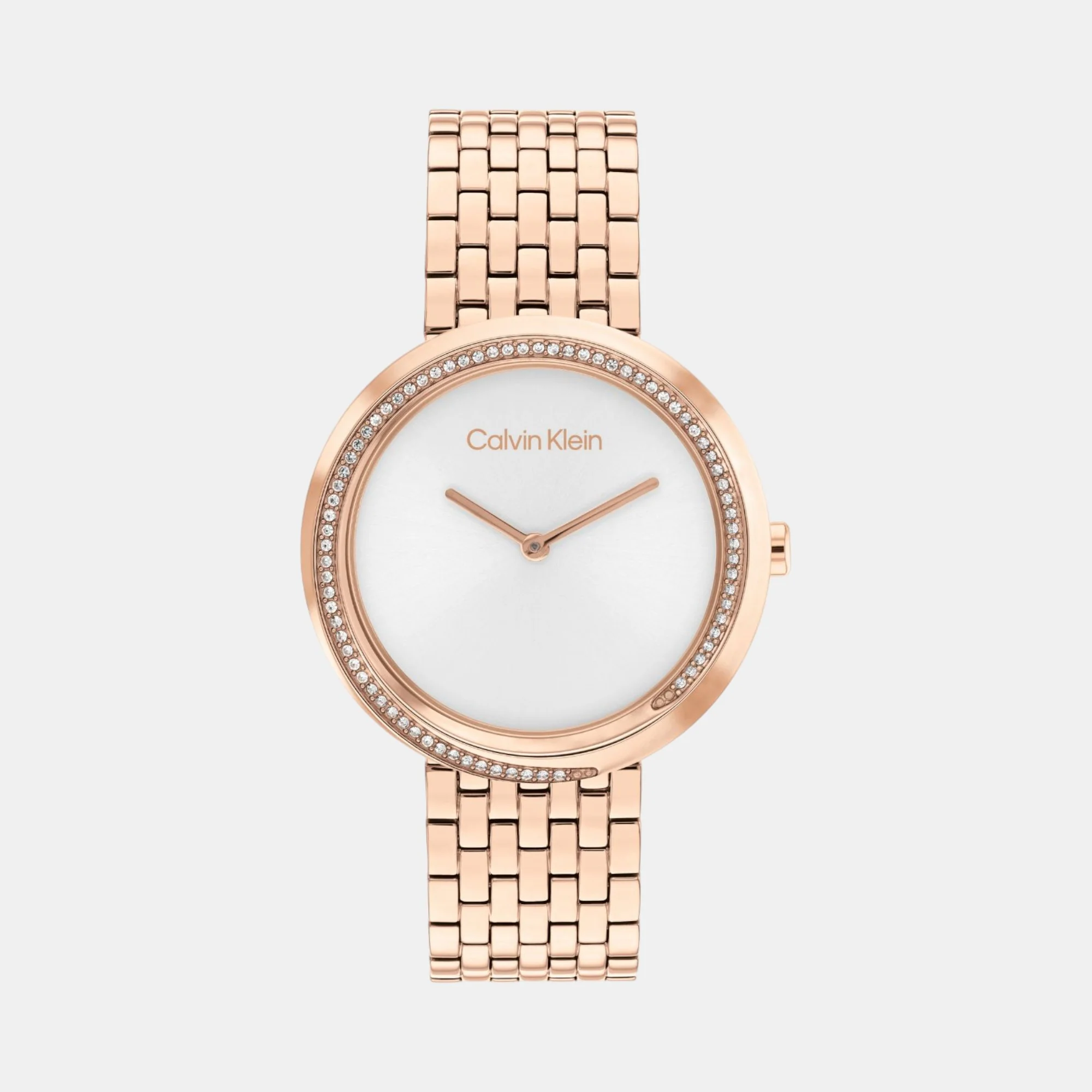 Twisted Bezel Women Quartz Silver & White Dial Analog Stainless Steel Watch 25100038