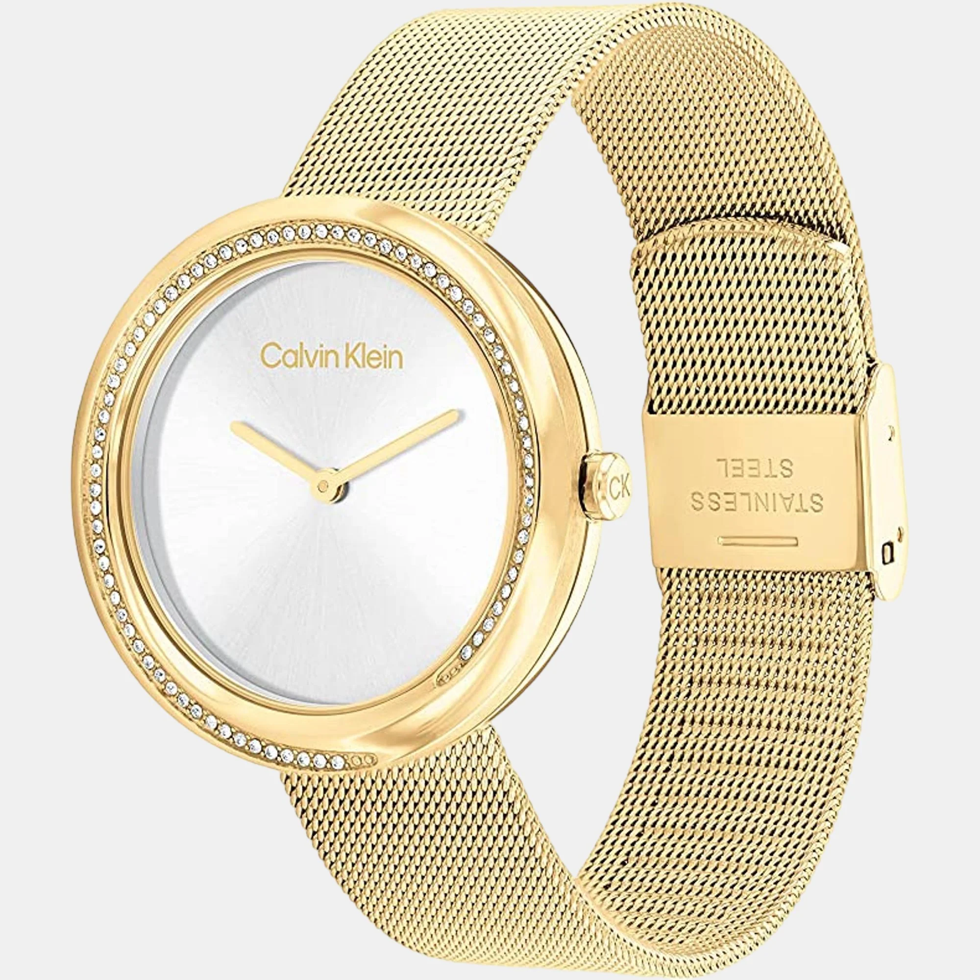Twisted Bezel Women Quartz Dual Tone Dial Analog Mesh Watch 25200150 - Image 3