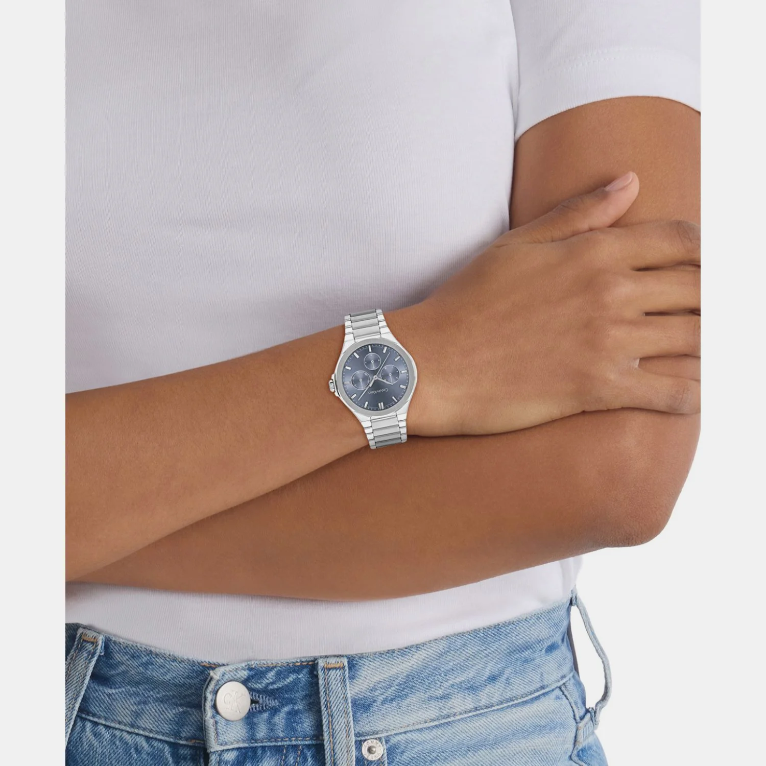 Vibrancy Women Quartz Blue Dial Multi-Function Stainless Steel Watch 25100051 - Image 4