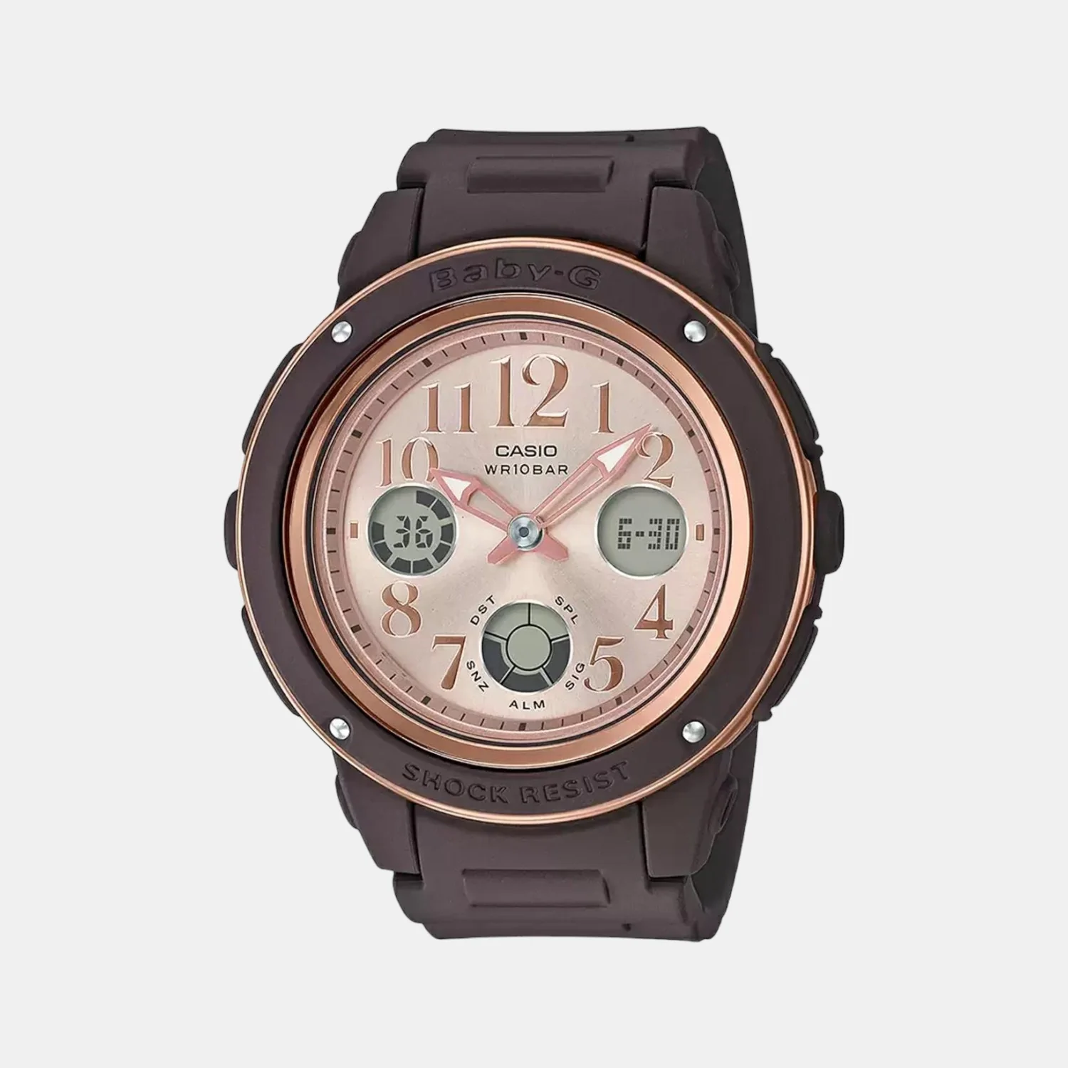 Baby-G Women Quartz Rose Gold Dial Analog-Digital Resin Watch BX138