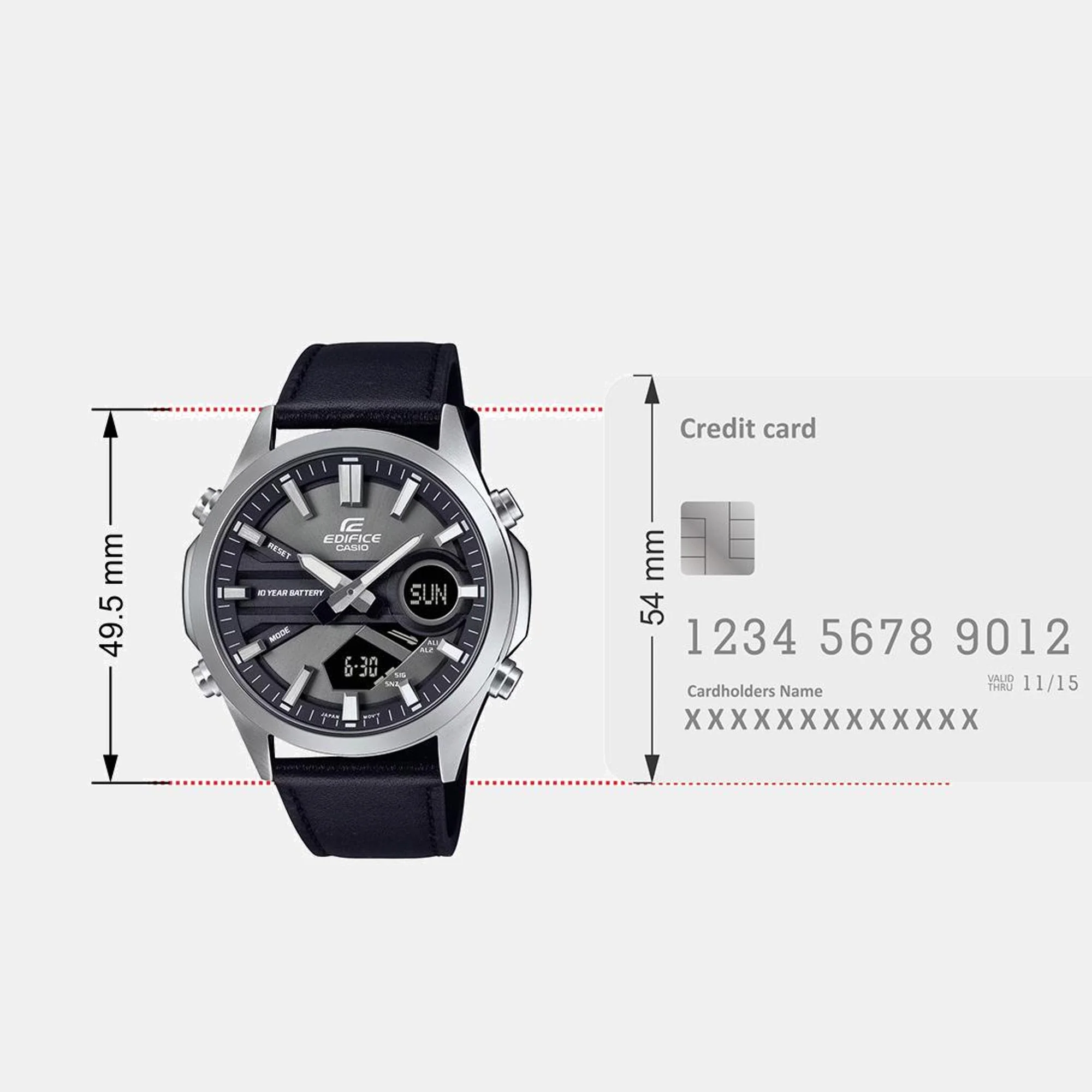 Edifice Men Quartz Black Dial Analog-Digital Leather Watch ED627 - Image 9