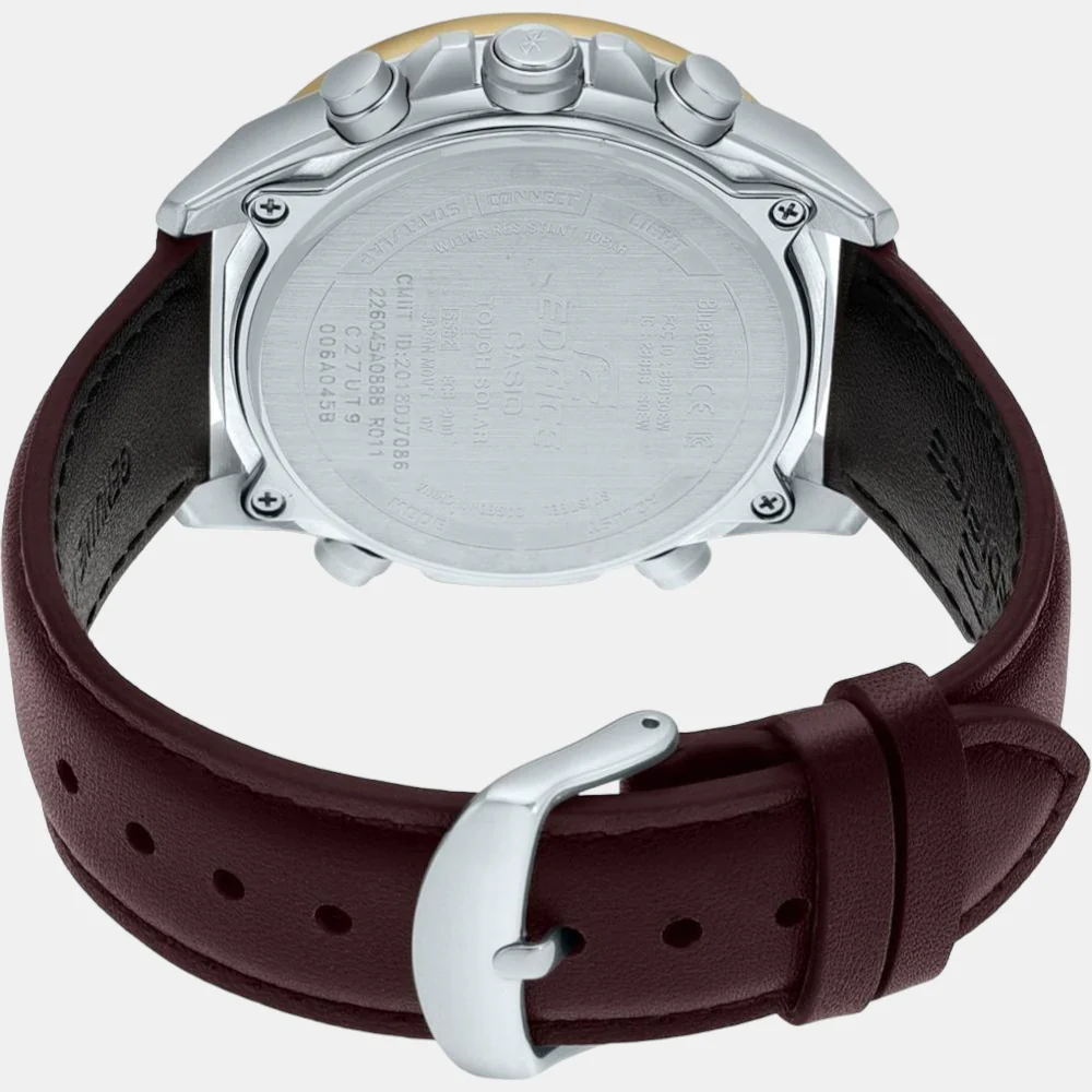 Edifice Men Quartz Black Dial Analog-Digital Leather Watch EX530 - Image 4