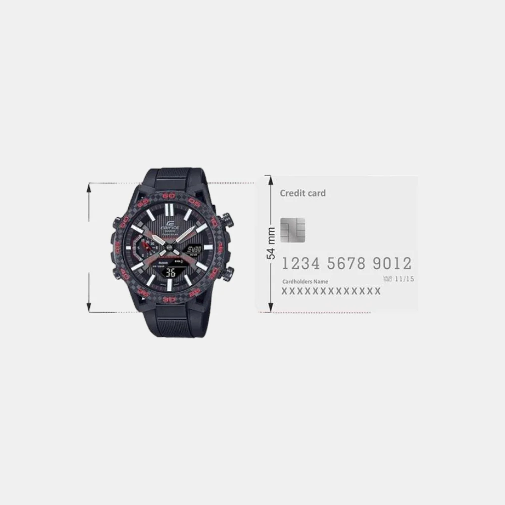 Edifice Men Quartz Black Dial Analog-Digital Resin Watch ED563 - Image 6