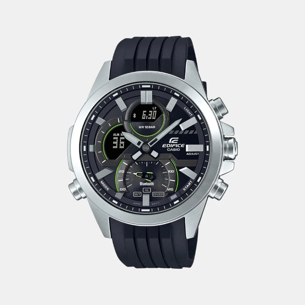 Edifice Men Quartz Black Dial Analog-Digital Resin Watch EX548