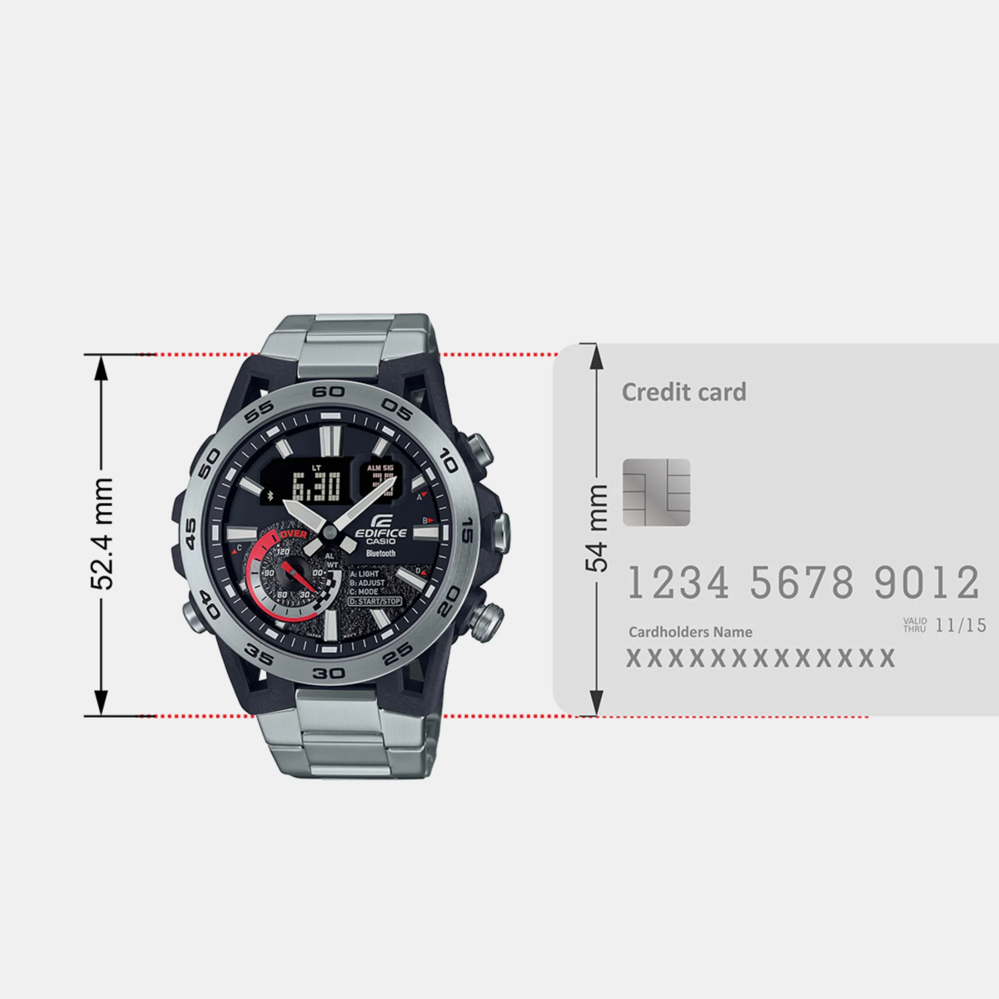 Edifice Men Quartz Black Dial Analog-Digital Stainless Steel Watch ED574 - Image 7