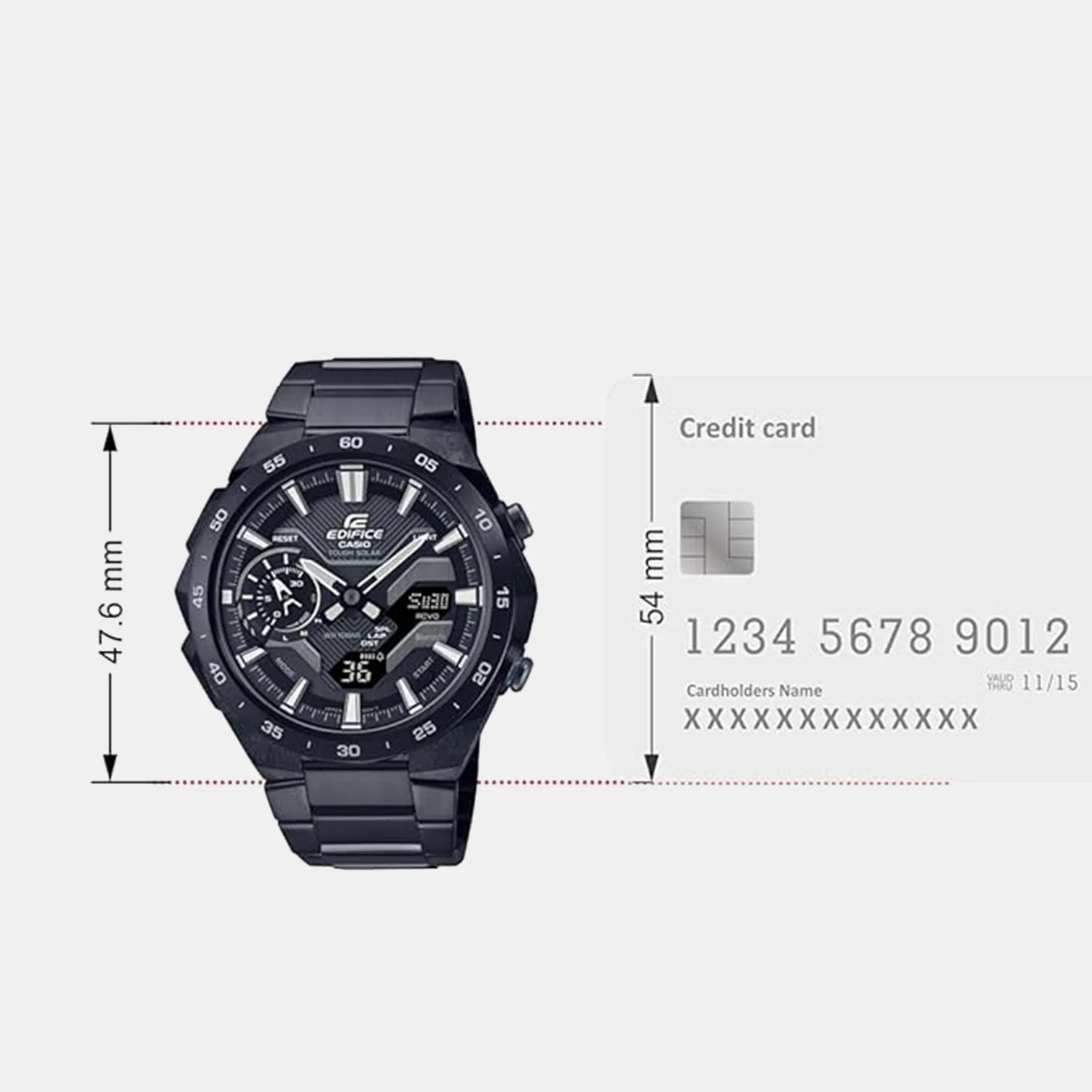 Edifice Men Quartz Black Dial Analog-Digital Stainless Steel Watch ED589 - Image 7