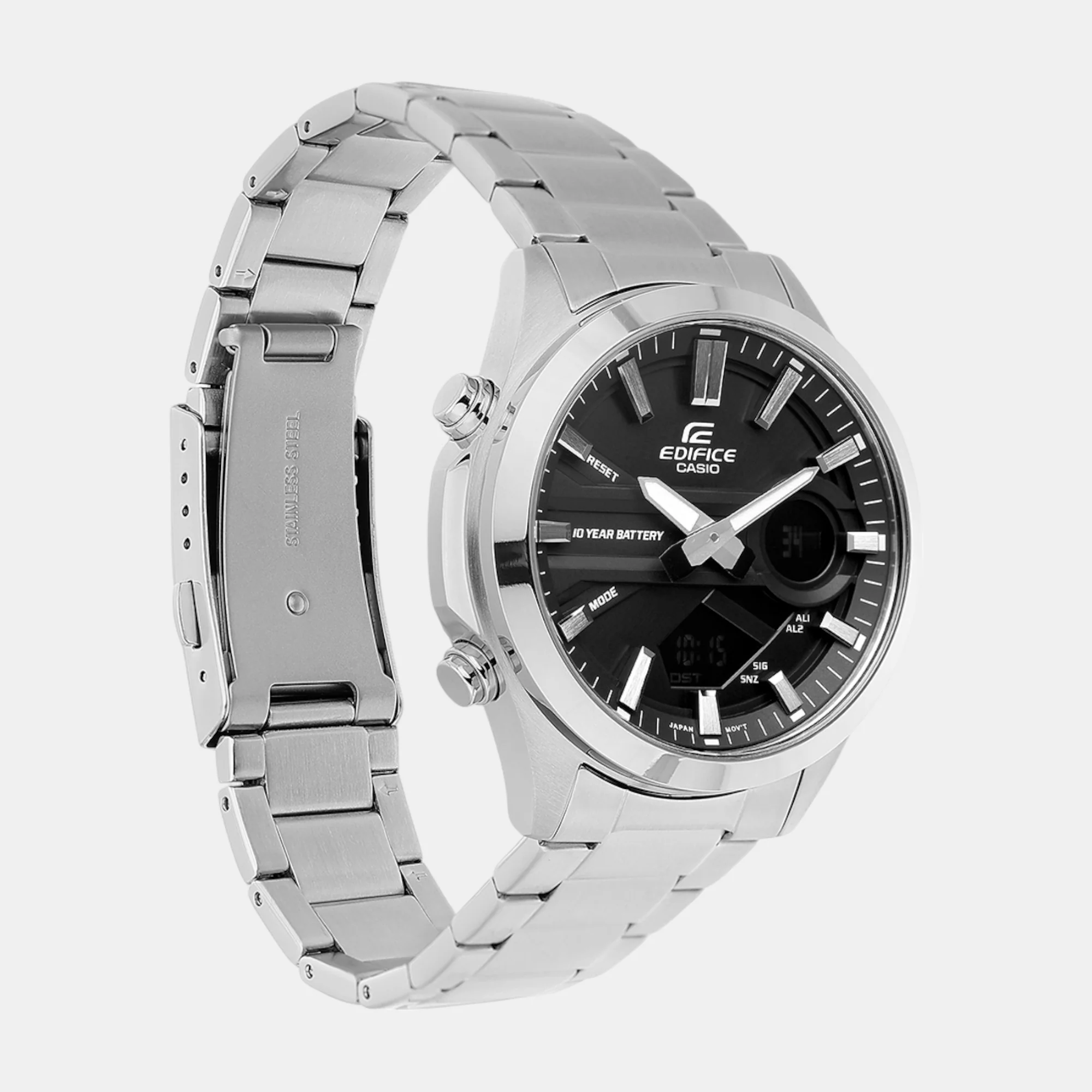 Edifice Men Quartz Black Dial Analog-Digital Stainless Steel Watch ED624 - Image 4