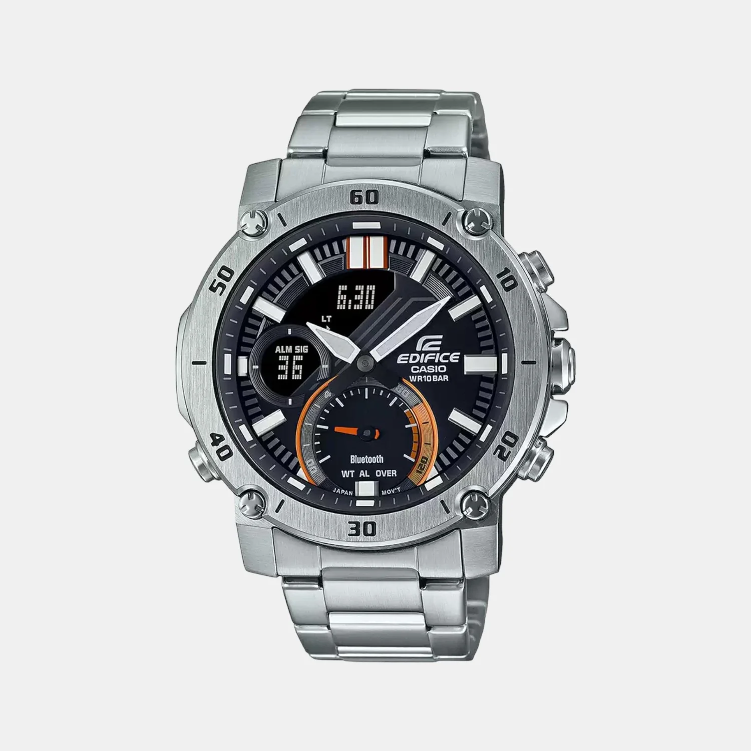 Edifice Men Quartz Black Dial Analog-Digital Stainless Steel Watch EX524