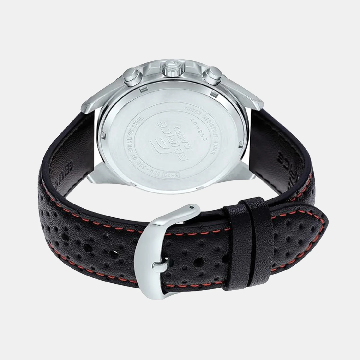 Edifice Men Quartz Black Dial Chronograph Leather Watch ED557 - Image 3