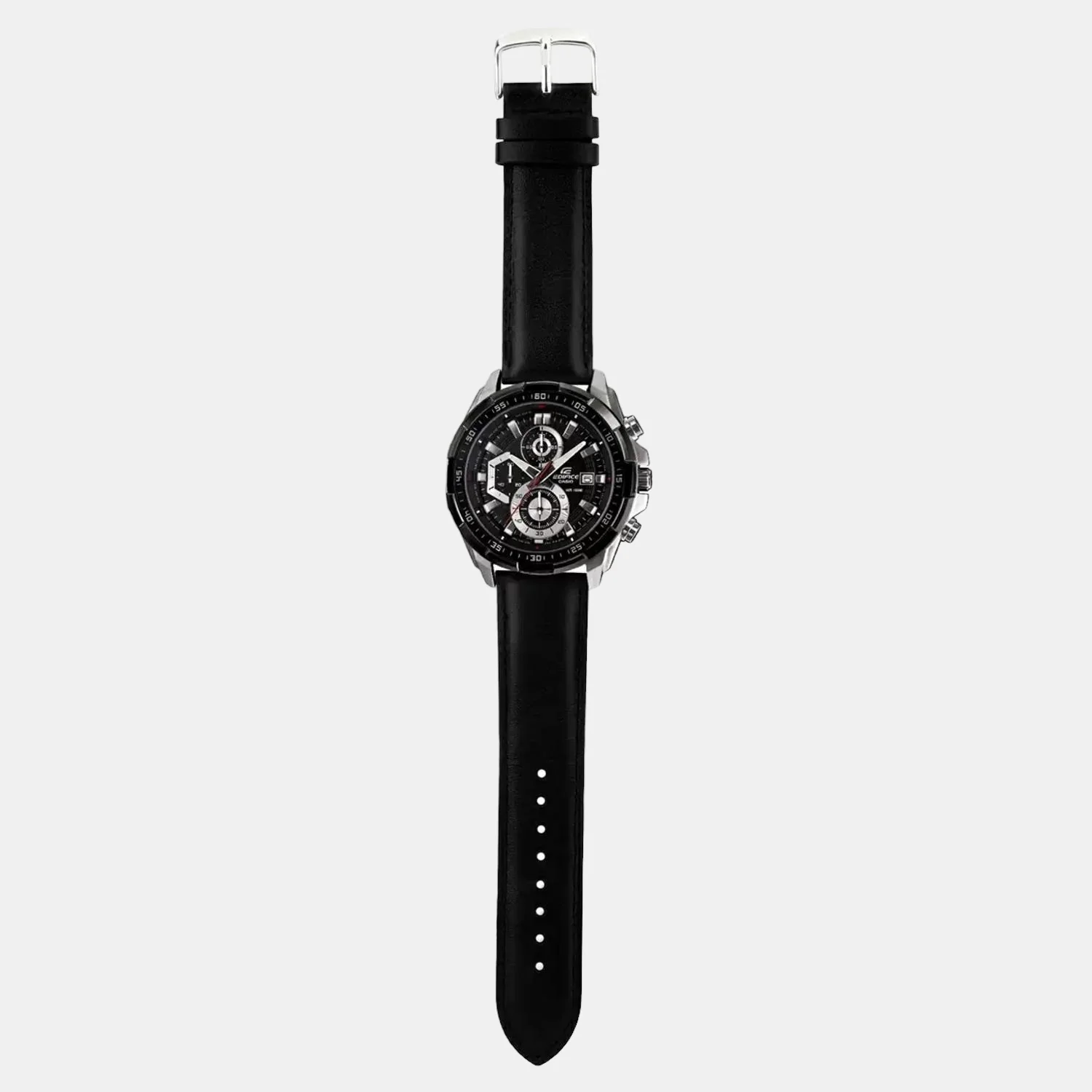 Edifice Men Quartz Black Dial Chronograph Leather Watch EX193 - Image 3