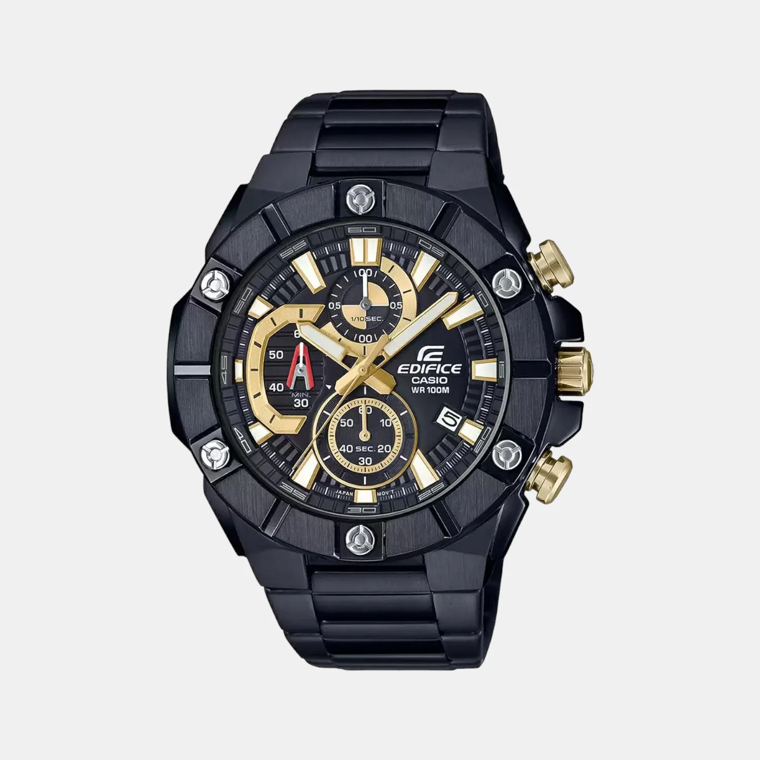 Edifice Men Quartz Black Dial Chronograph Stainless Steel Watch ED489