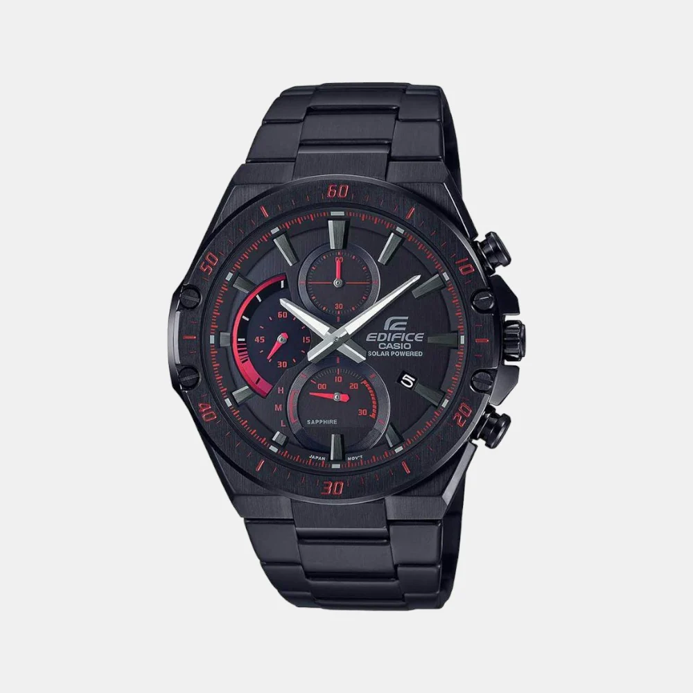 Edifice Men Quartz Black Dial Chronograph Stainless Steel Watch ED499
