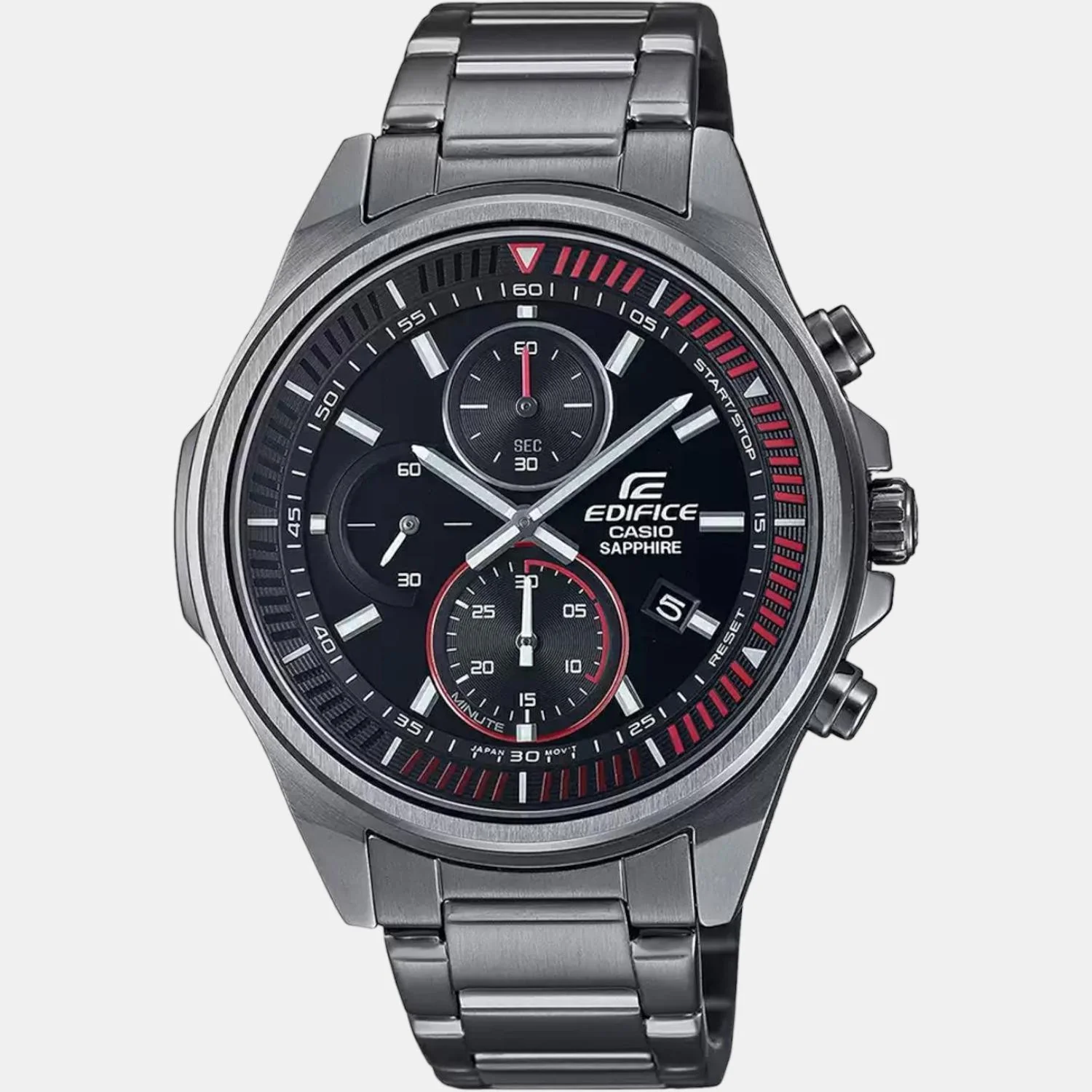 Edifice Men Quartz Black Dial Chronograph Stainless Steel Watch ED507 - Image 2