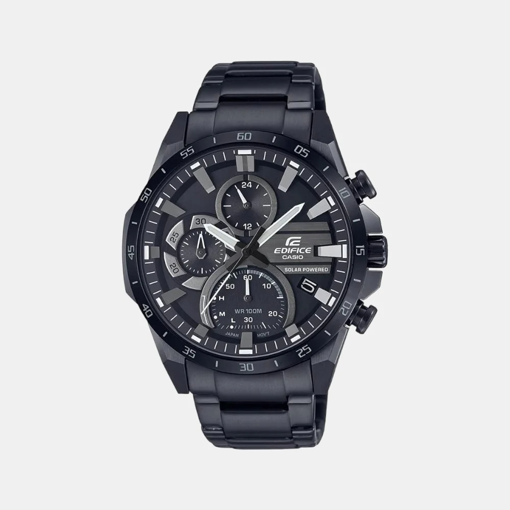 Edifice Men Quartz Black Dial Chronograph Stainless Steel Watch ED548