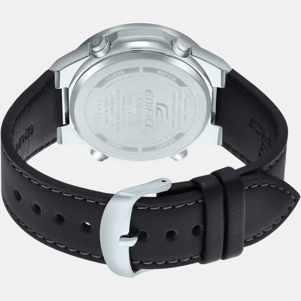 Edifice Men Quartz Black Dial Chronograph Stainless Steel Watch ED553 - Image 4