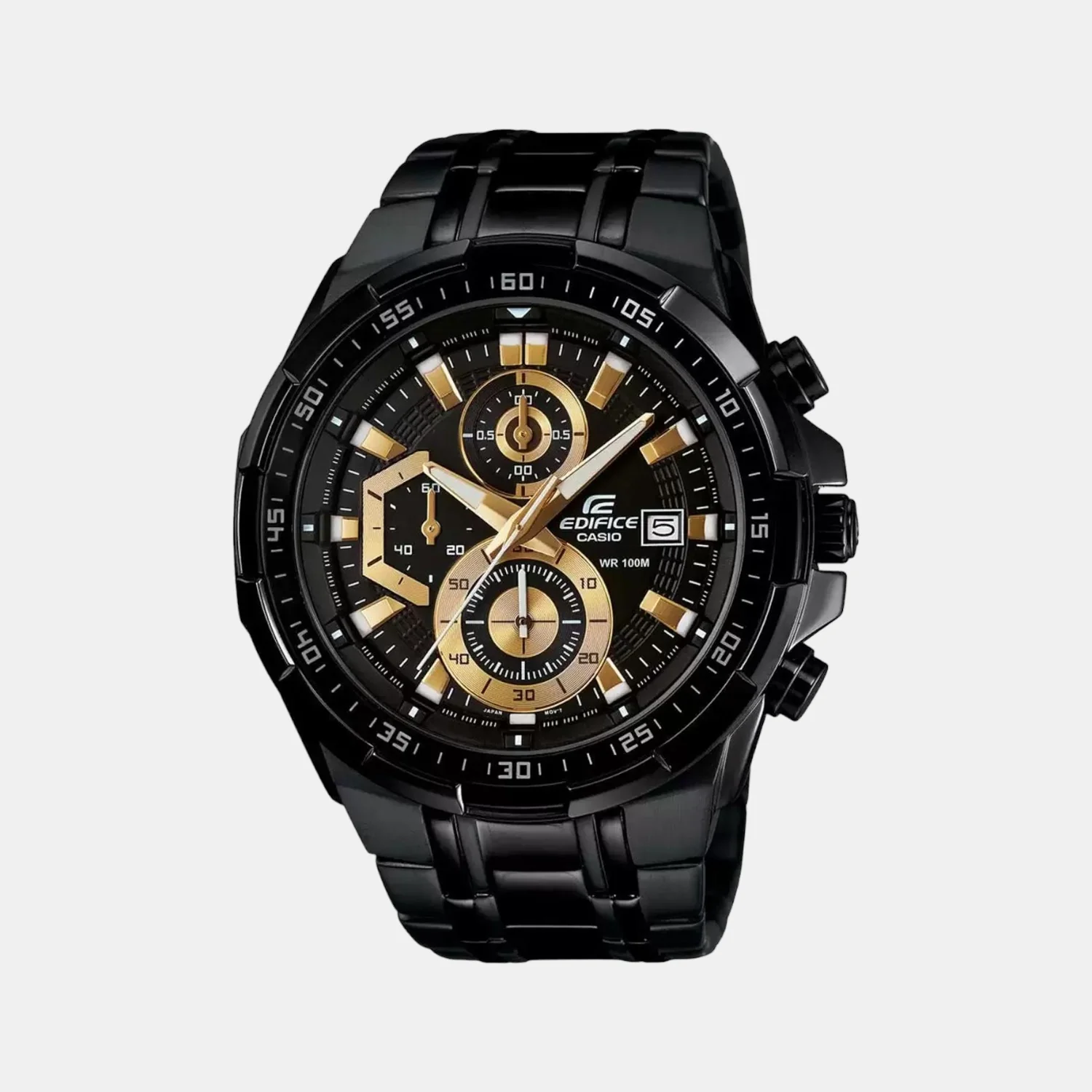 Edifice Men Quartz Black Dial Chronograph Stainless Steel Watch EX187
