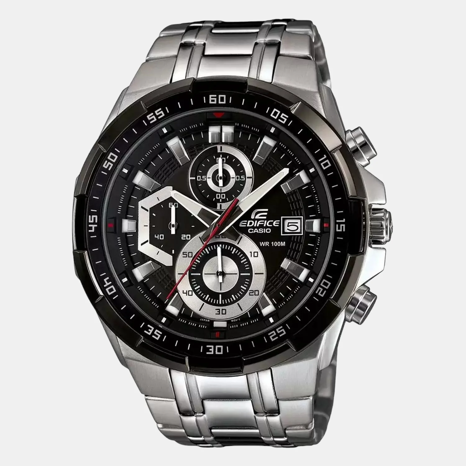 Edifice Men Quartz Black Dial Chronograph Stainless Steel Watch EX191 - Image 2