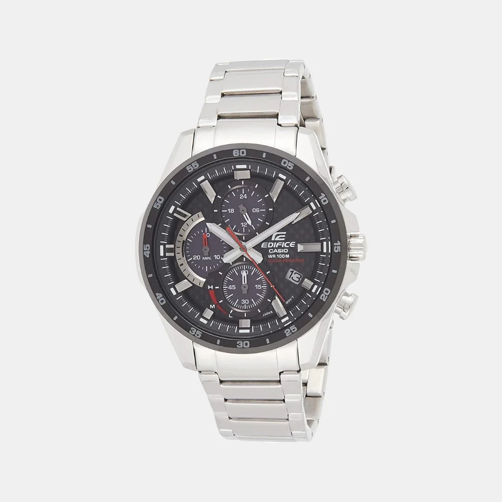 Edifice Men Quartz Black Dial Chronograph Stainless Steel Watch EX434