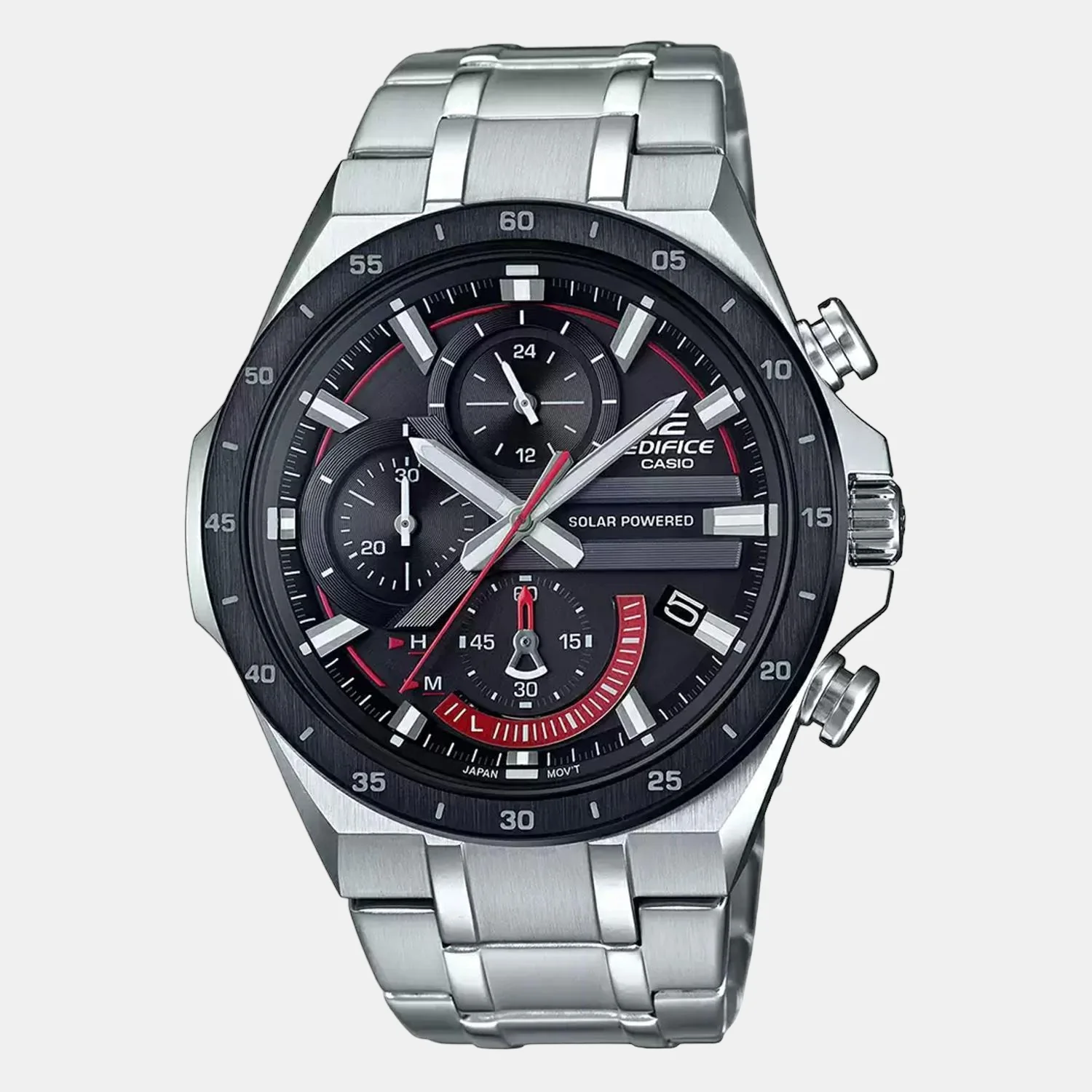 Edifice Men Quartz Black Dial Chronograph Stainless Steel Watch EX487 - Image 2