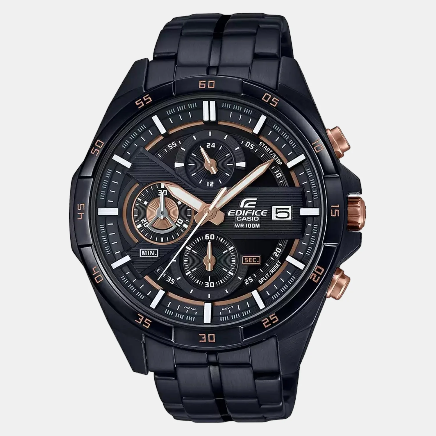 Edifice Men Quartz Black Dial Chronograph Stainless Steel Watch EX493 - Image 3