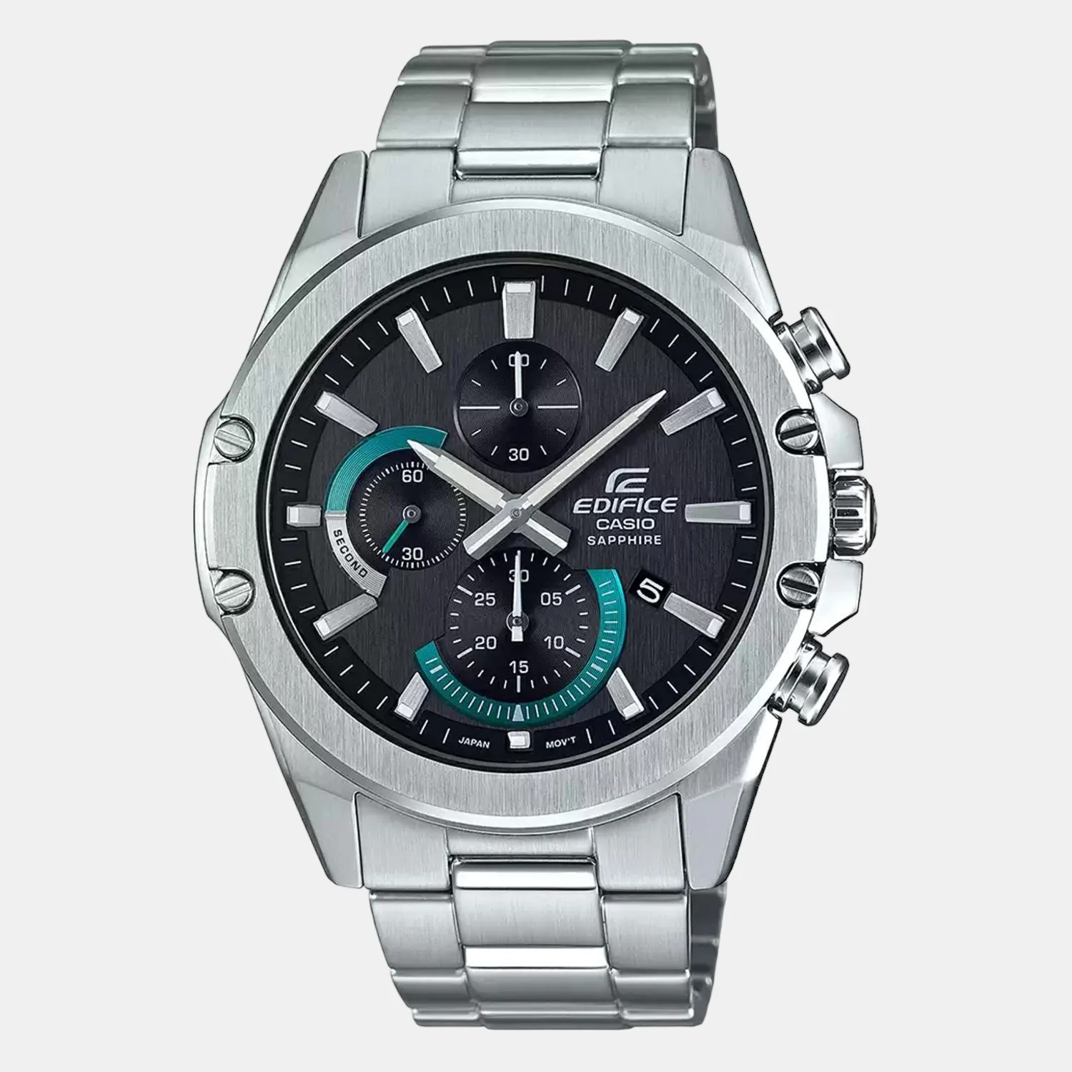 Edifice Men Quartz Black Dial Chronograph Stainless Steel Watch EX506 - Image 2