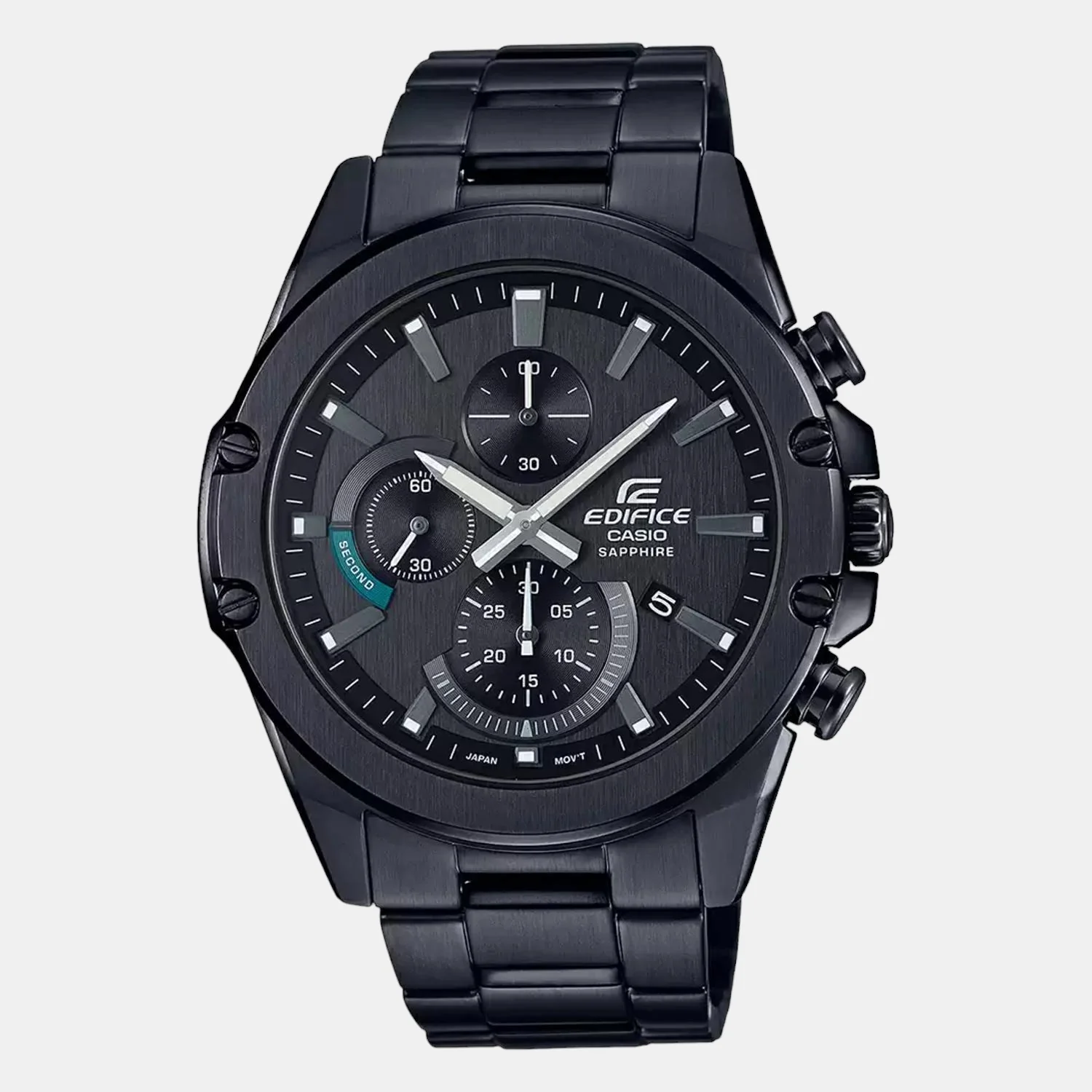 Edifice Men Quartz Black Dial Chronograph Stainless Steel Watch EX508 - Image 2