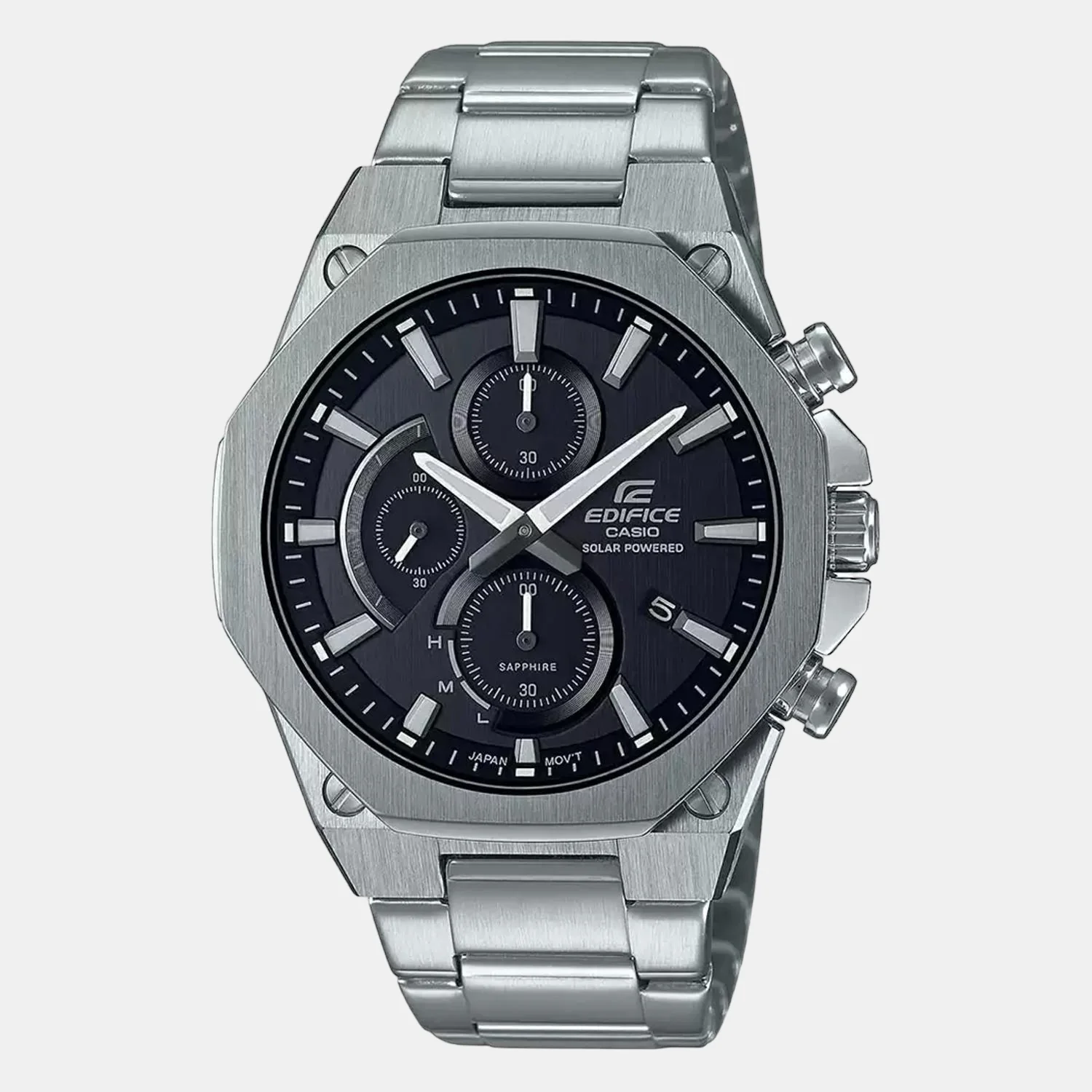 Edifice Men Quartz Black Dial Chronograph Stainless Steel Watch EX527 - Image 2