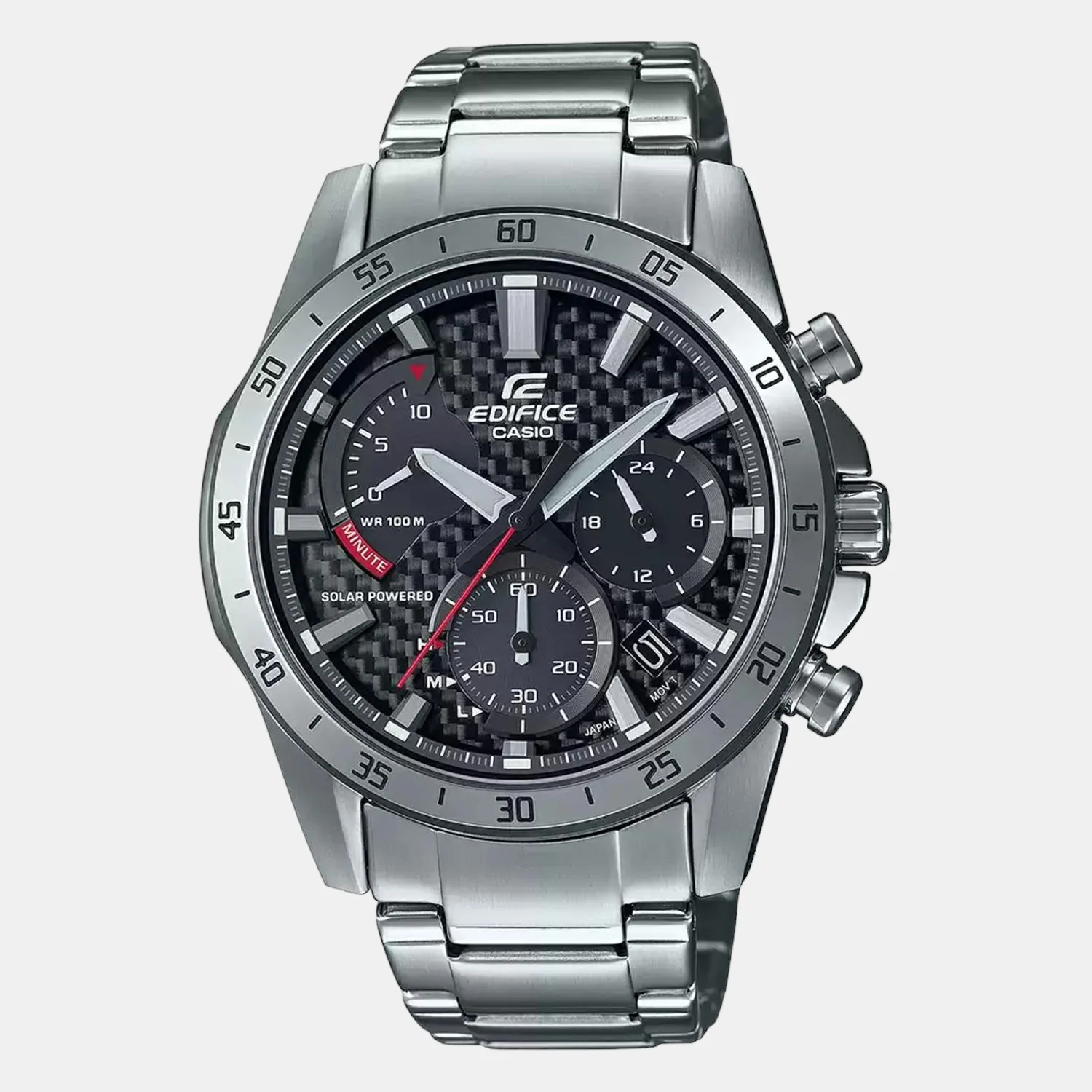 Edifice Men Quartz Black Dial Chronograph Stainless Steel Watch EX532 - Image 2
