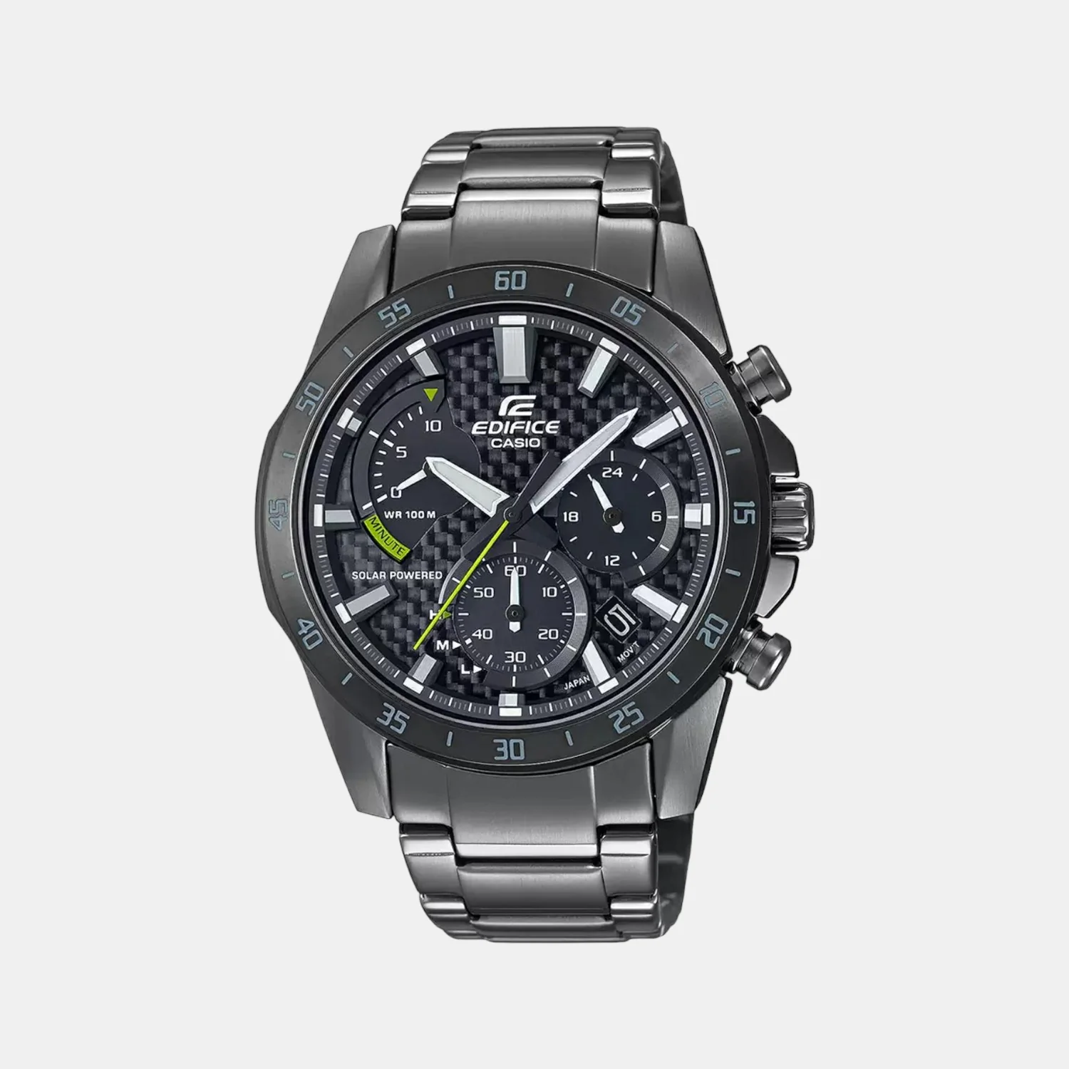 Edifice Men Quartz Black Dial Chronograph Stainless Steel Watch EX534