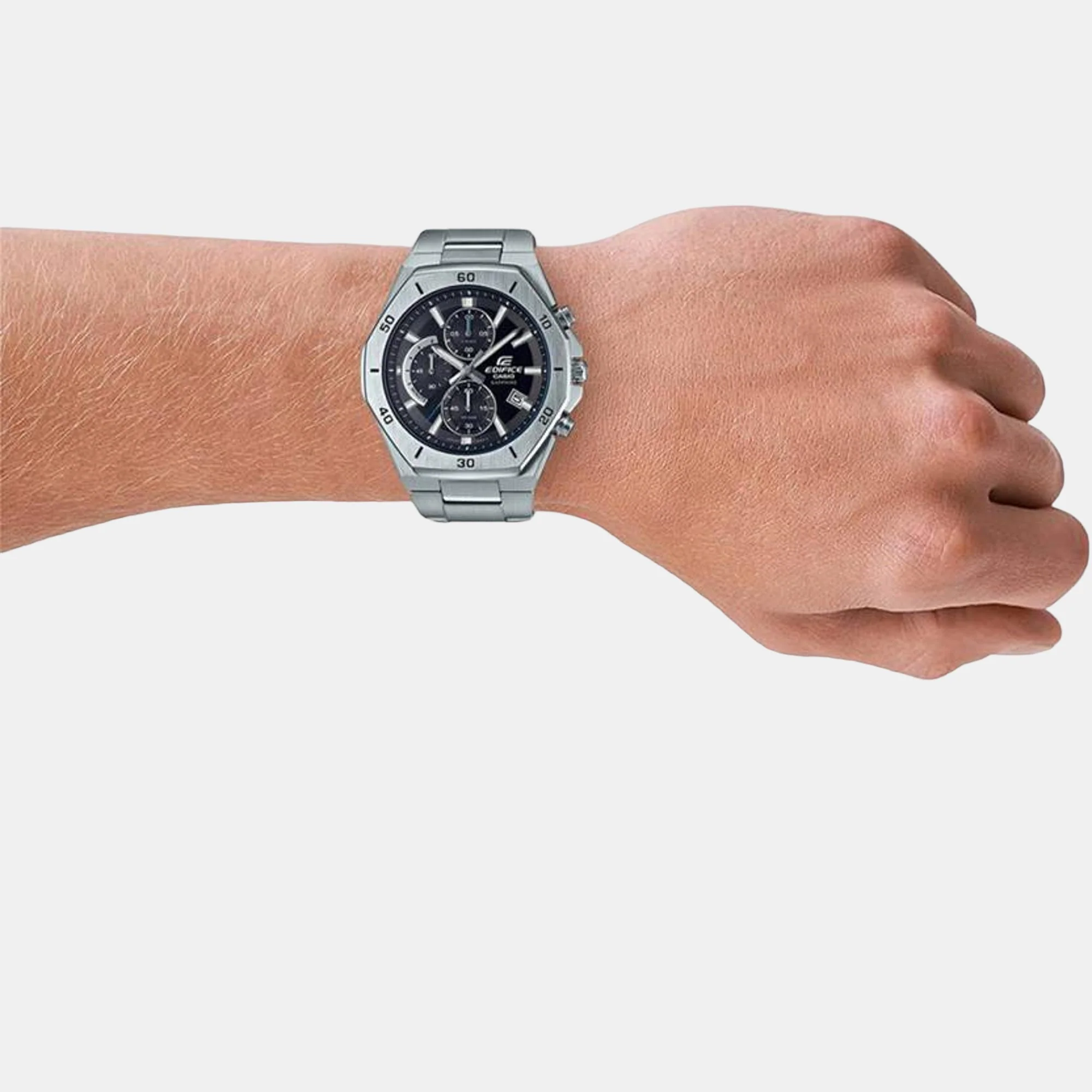 Edifice Men Quartz Black Dial Chronograph Stainless Steel Watch EX550 - Image 5