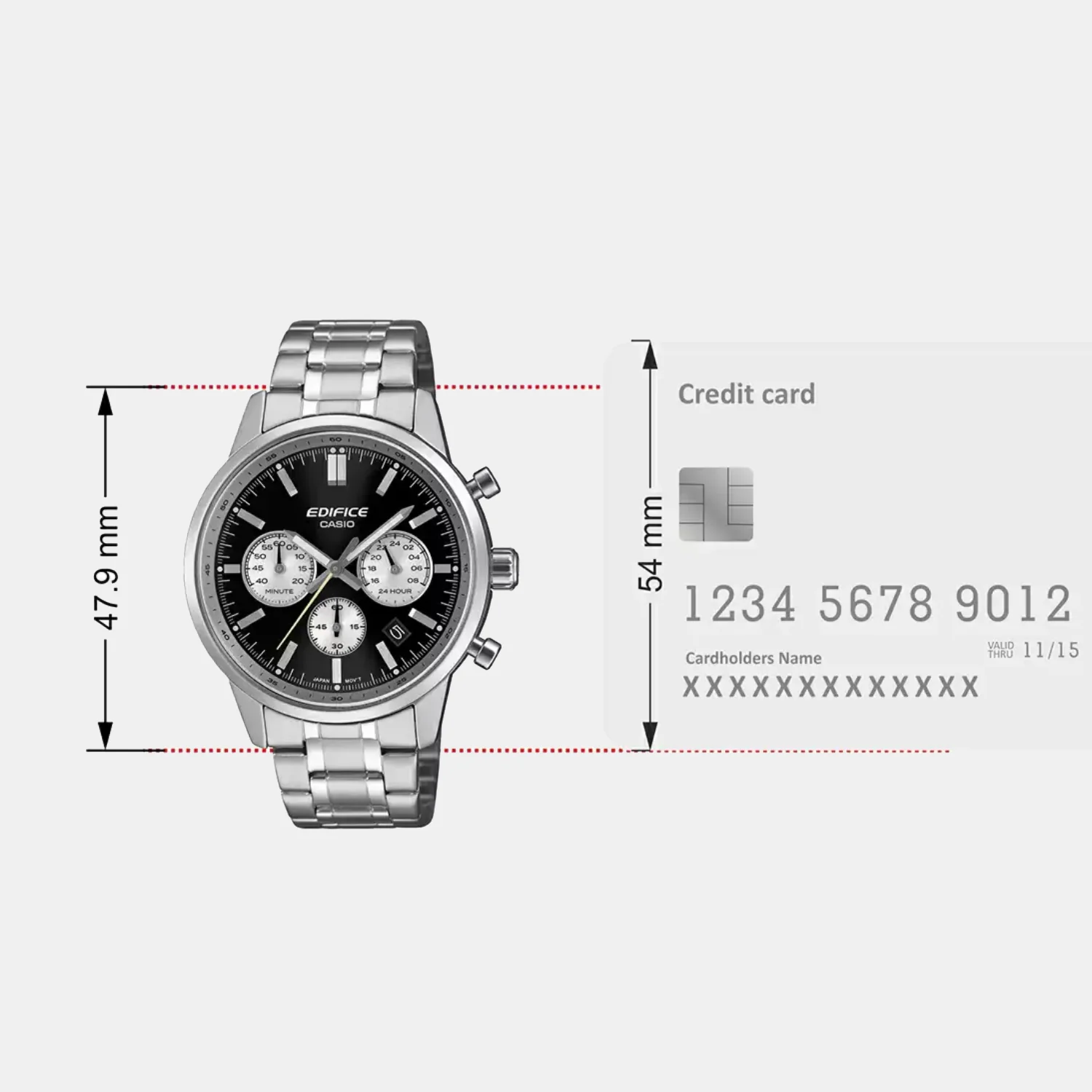 Edifice Men Quartz Black & White Dial Multi-Function Stainless Steel Watch ED655 - Image 9