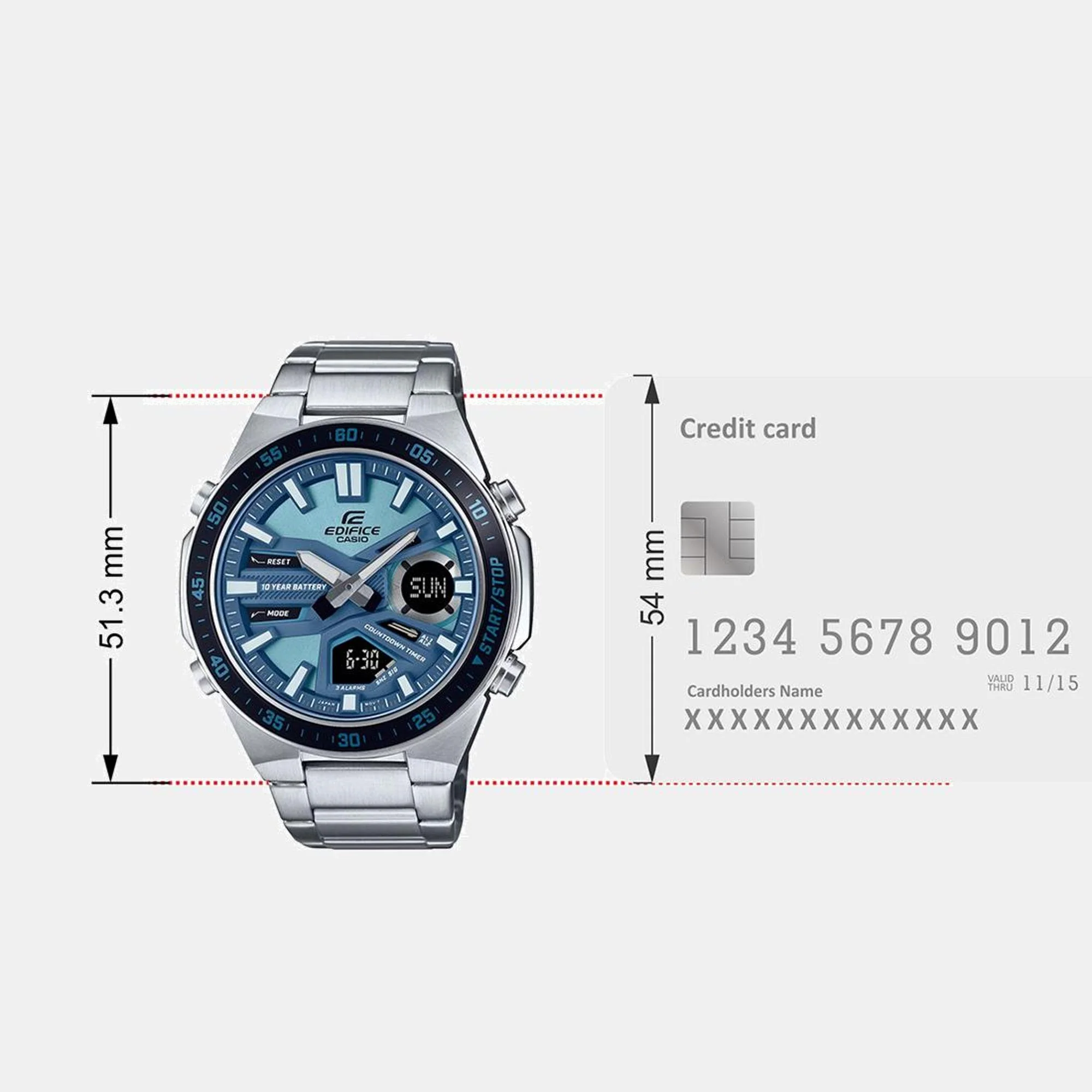 Edifice Men Quartz Blue Dial Analog-Digital Stainless Steel Watch ED599 - Image 8