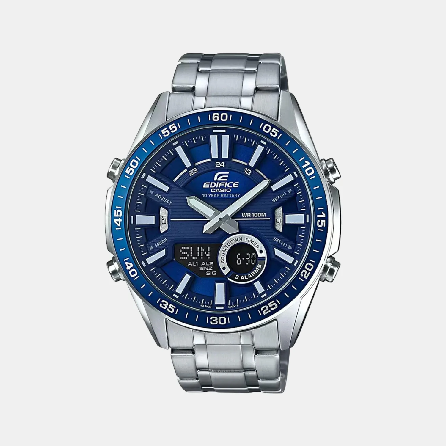 Edifice Men Quartz Blue Dial Analog-Digital Stainless Steel Watch EX440