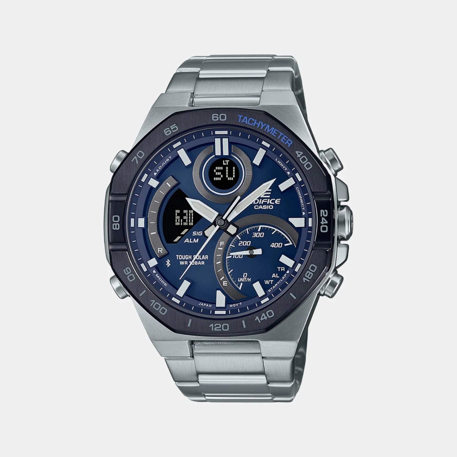 Edifice Men Quartz Blue Dial Analog-Digital Stainless Steel Watch EX555
