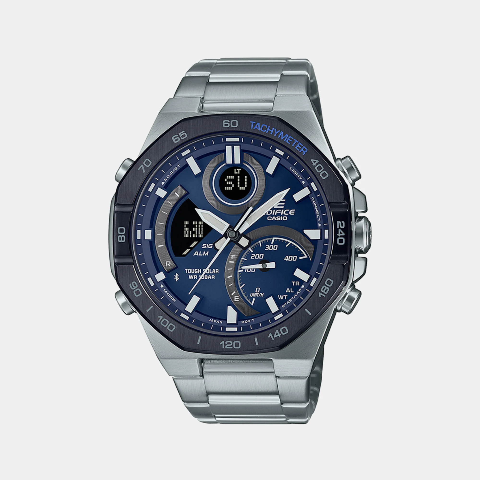 Edifice Men Quartz Blue Dial Analog-Digital Stainless Steel Watch EX555 - Image 2