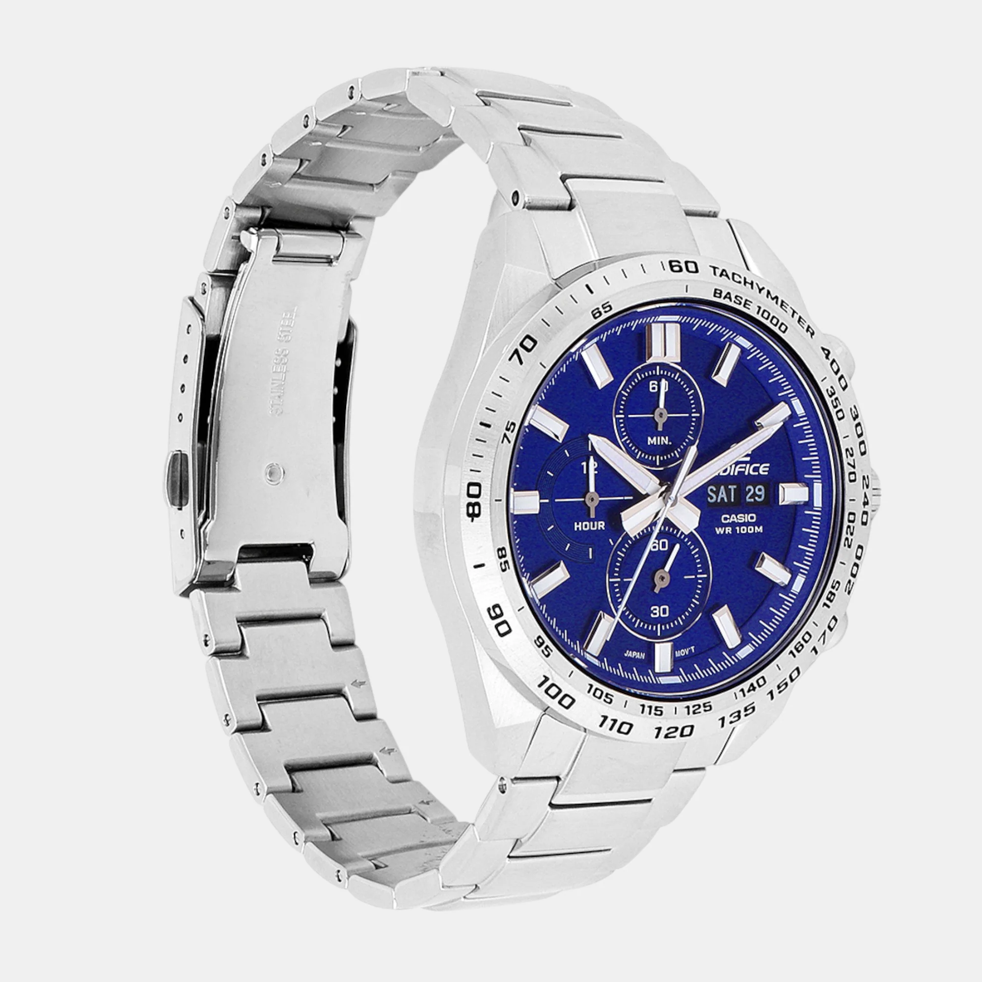 Edifice Men Quartz Blue Dial Chronograph Stainless Steel Watch ED594 - Image 3